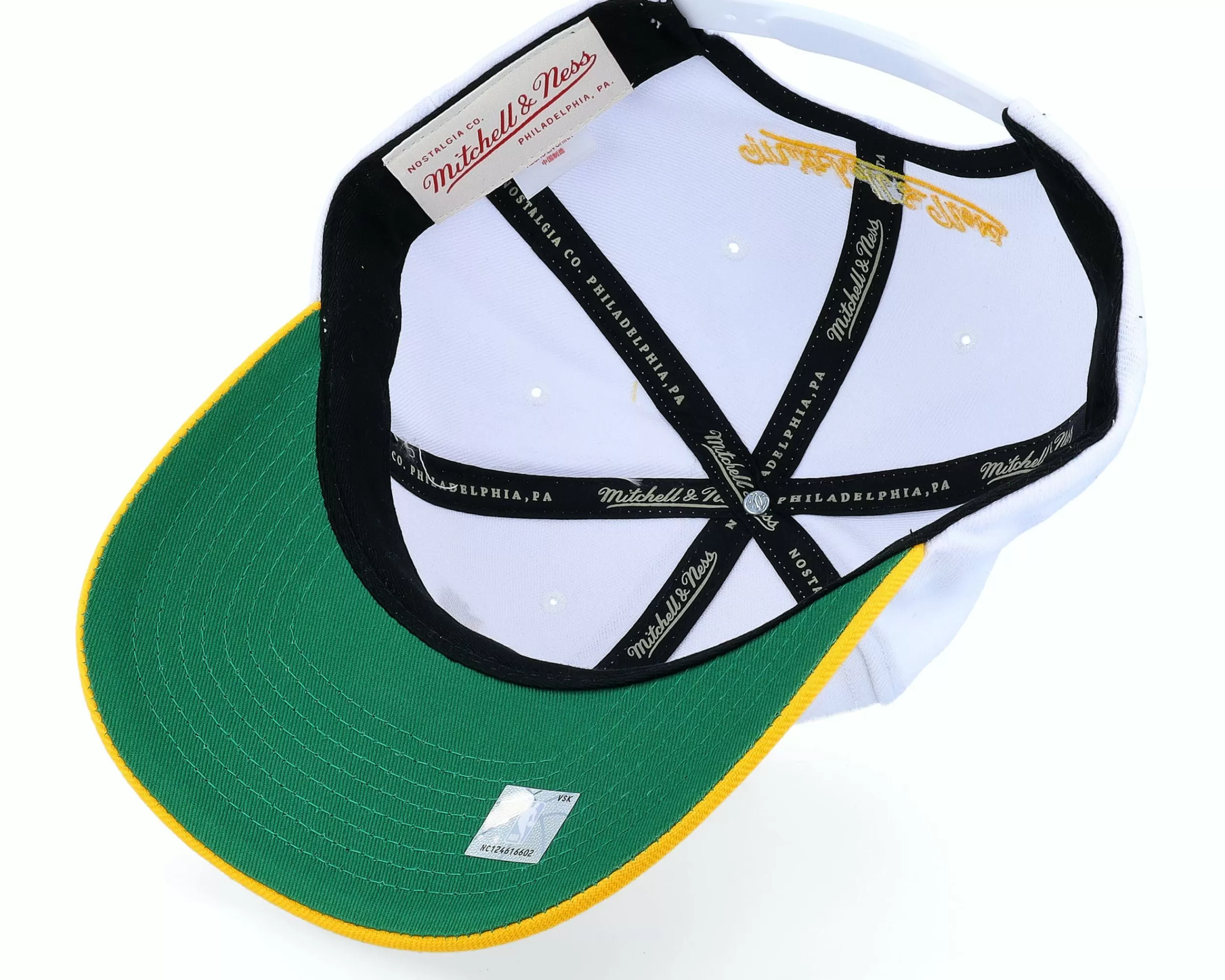 Mitchell & Ness Atlanta Hawks Team 2 Tone 2.0 Pro White/Yellow Adjustable - -Unisex Adjustable