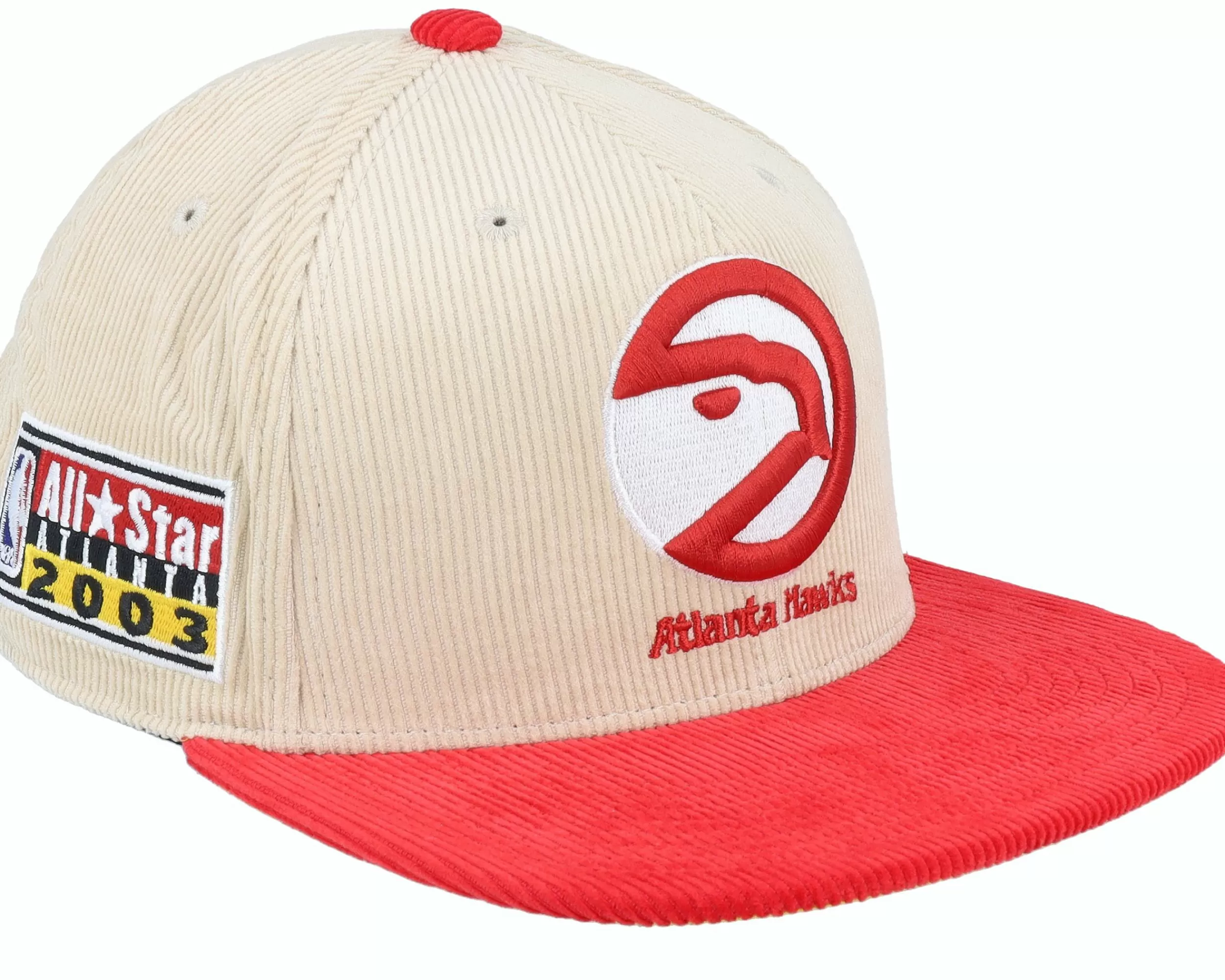 Mitchell & Ness Atlanta Hawks Team Cord Off White/Red Fitted - -Unisex Fitted