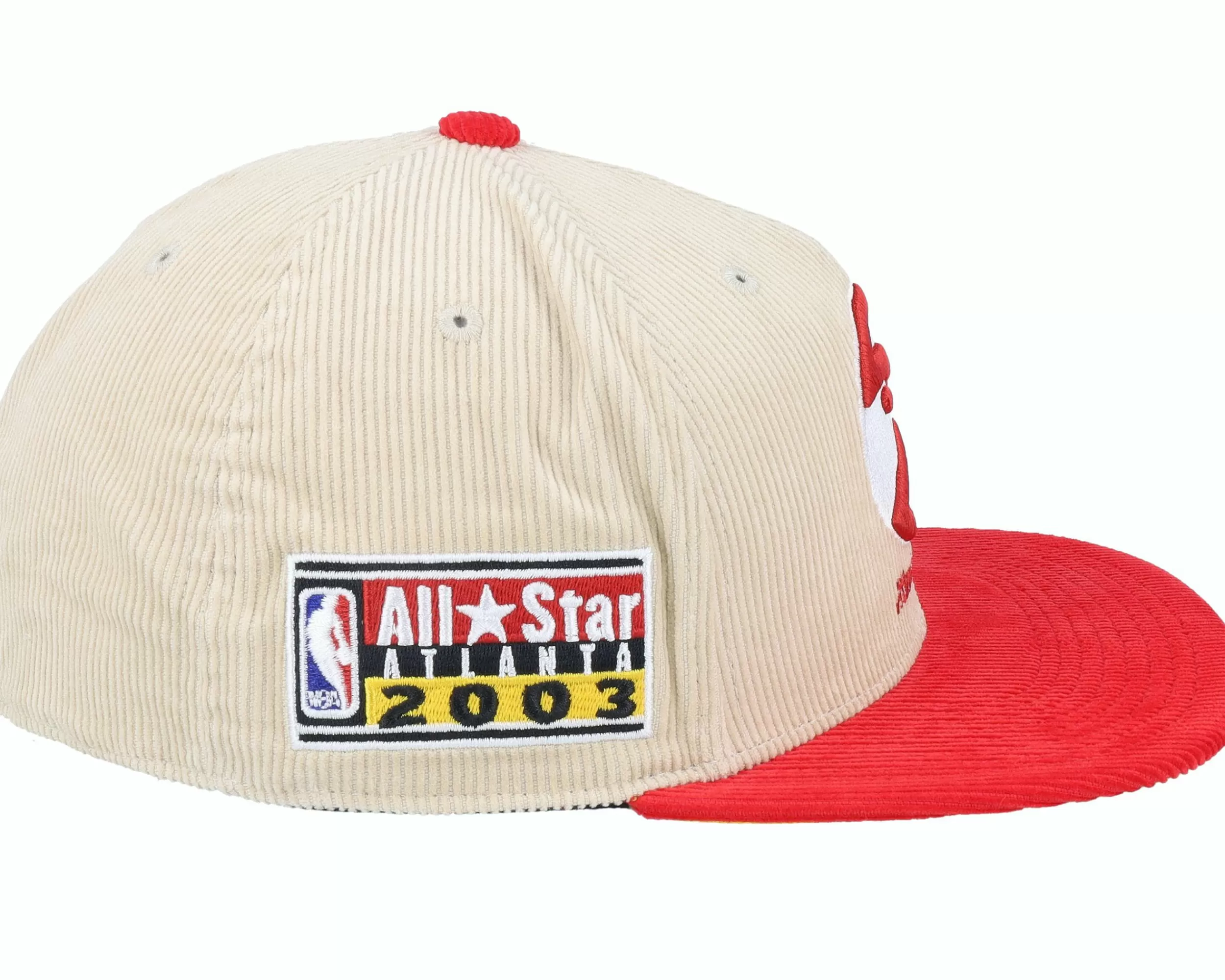 Mitchell & Ness Atlanta Hawks Team Cord Off White/Red Fitted - -Unisex Fitted