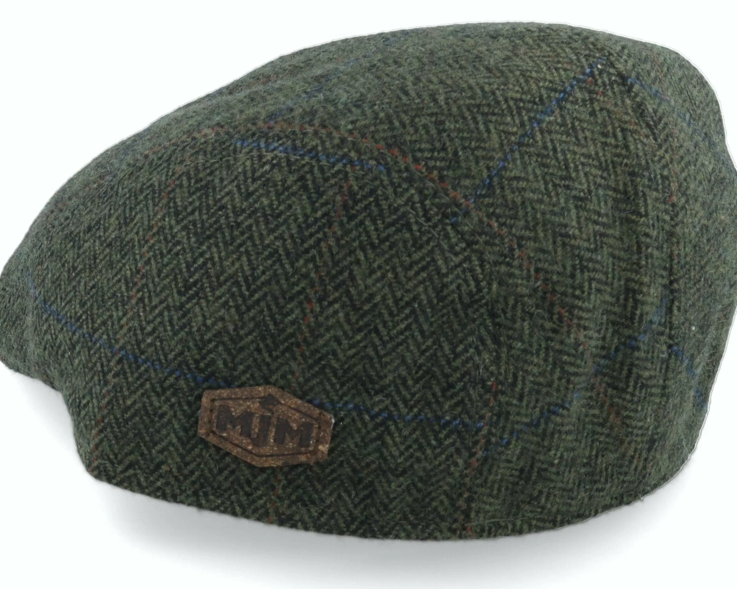 MJM Hats Bang 32 Wool Mix Green Herringbone Flat Cap - -Unisex Flat Caps