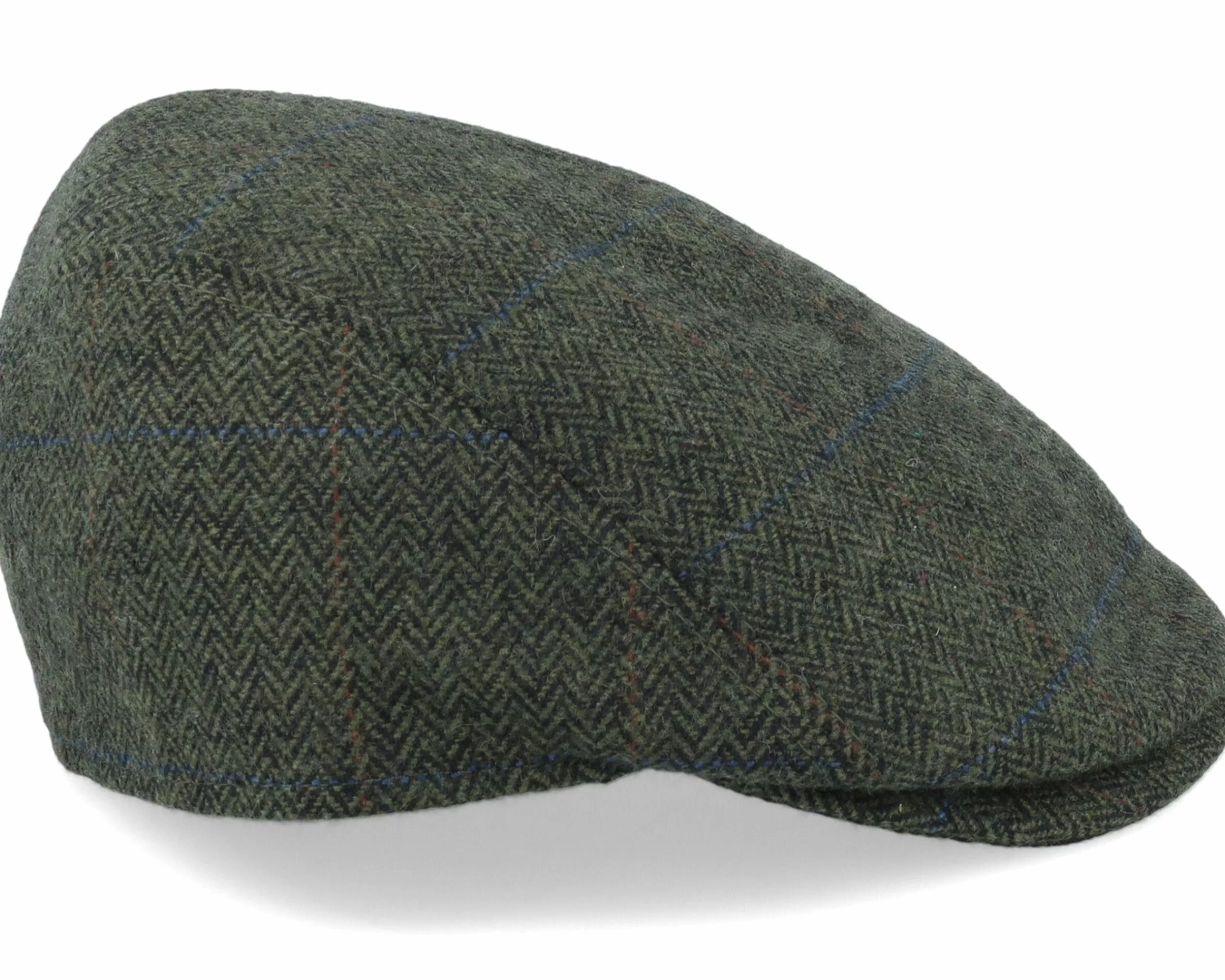 MJM Hats Bang 32 Wool Mix Green Herringbone Flat Cap - -Unisex Flat Caps