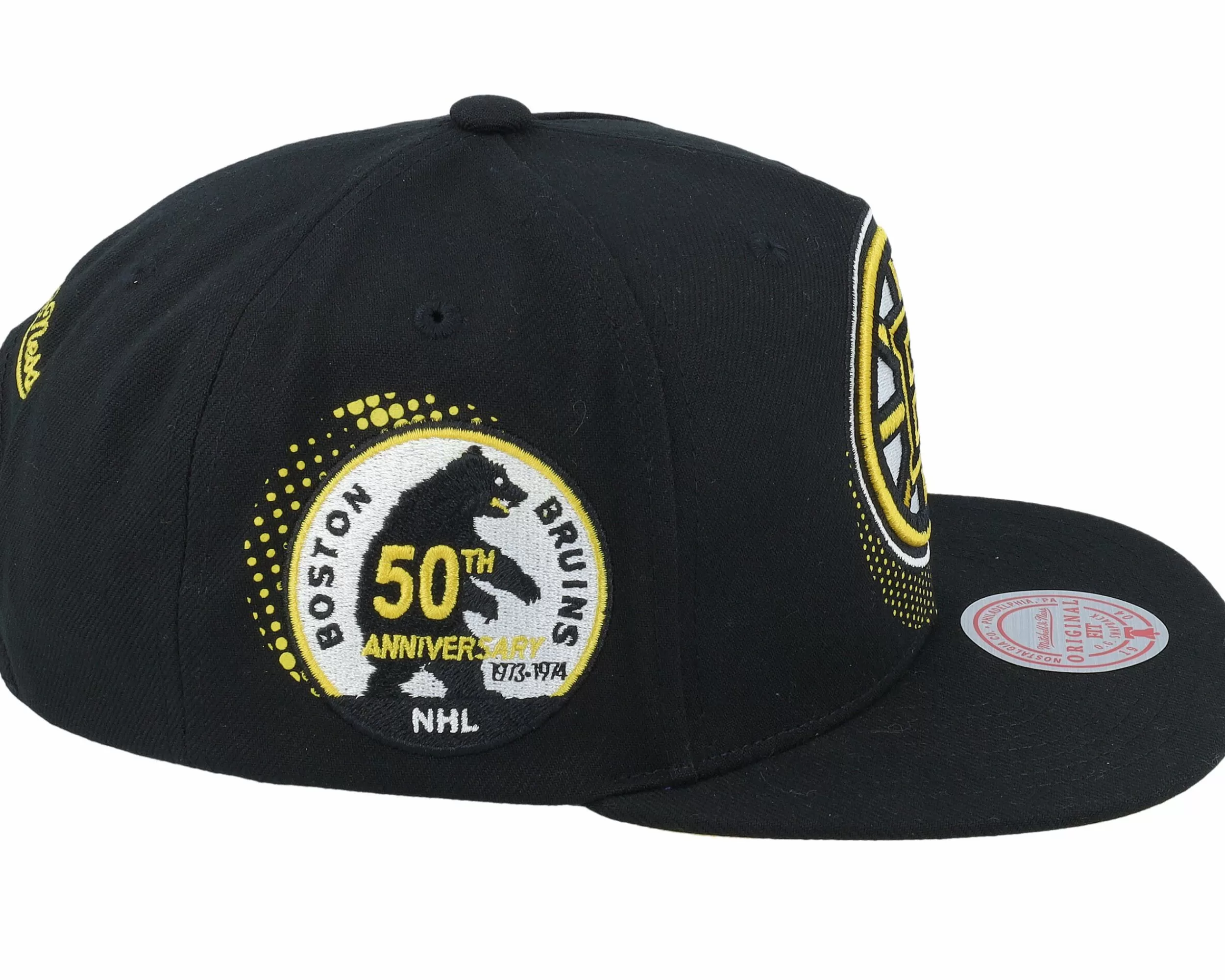 Mitchell & Ness Boston Bruins Big Face 7.0 Vintage Black Snapback - -Unisex Snapback