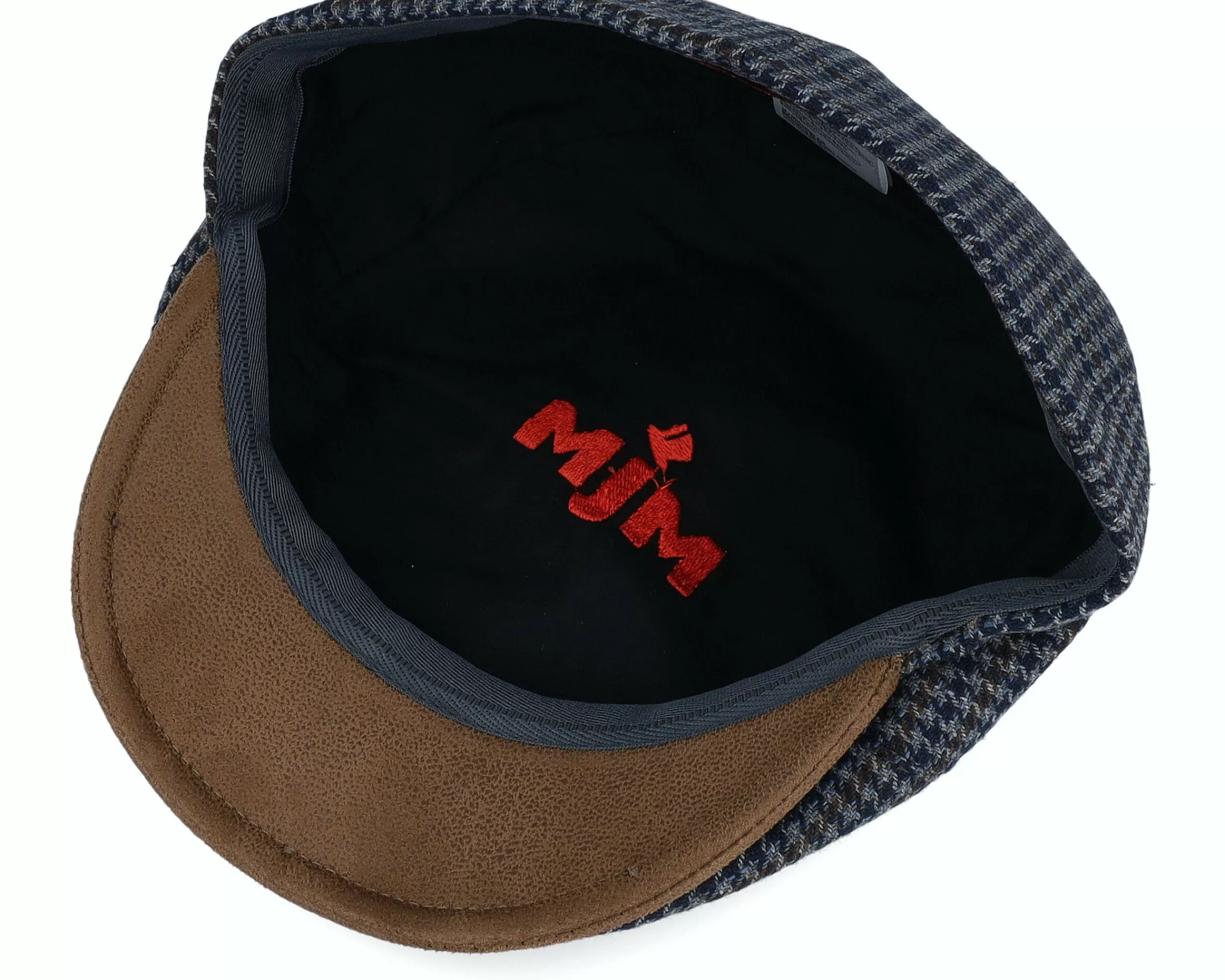 MJM Hats Broker 32 Wool Mix Blue Check Flat Cap - -Unisex Flat Caps