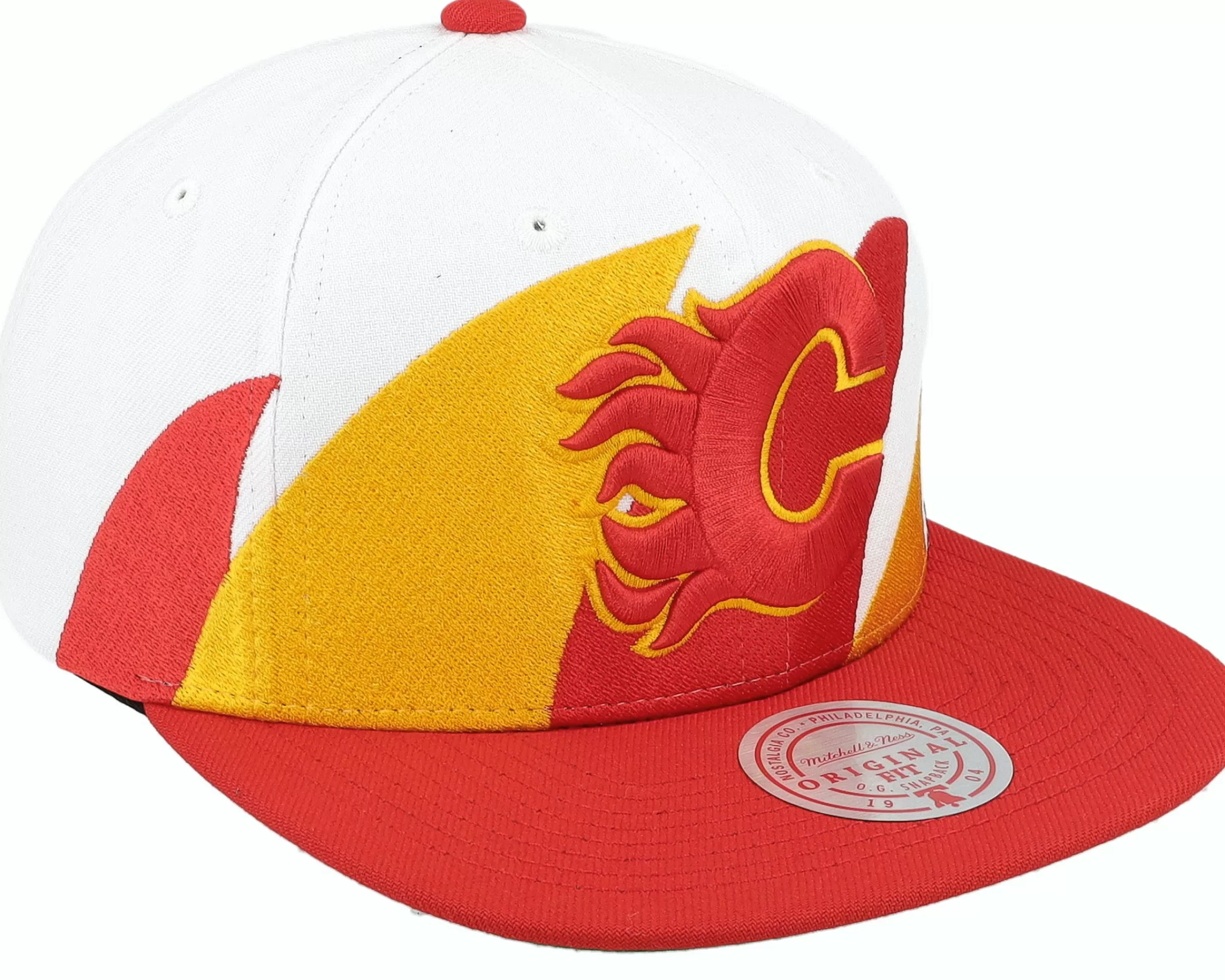 Mitchell & Ness Calgary Flames Vintage Sharktooth White/Red Snapback - -Unisex Snapback