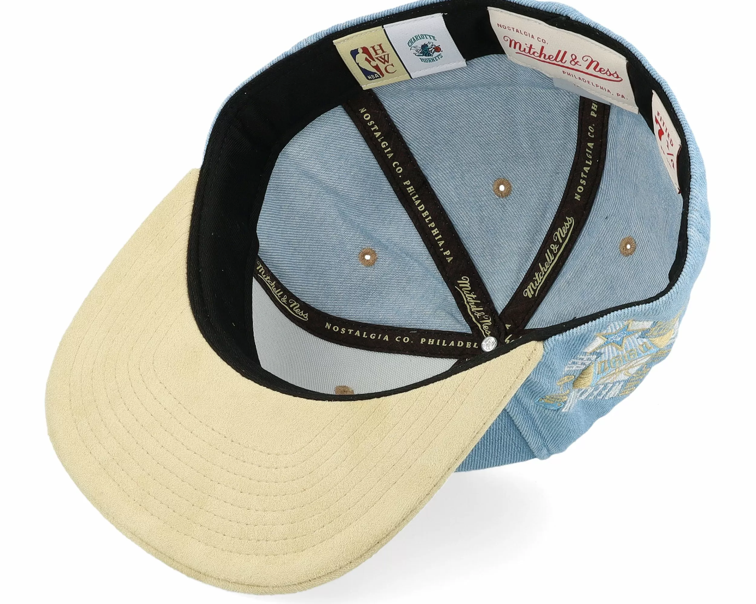 Mitchell & Ness Charlotte Hornets Blue Jean Baby Light Blue Fitted - -Unisex Fitted