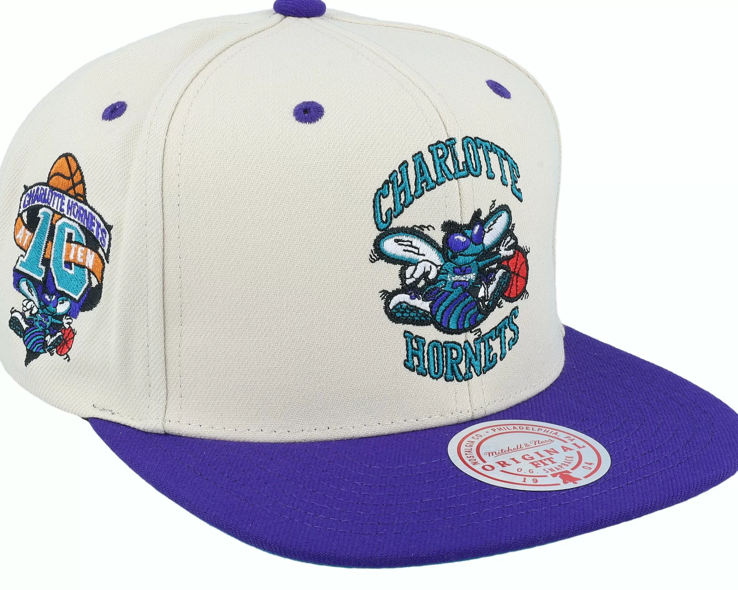 Mitchell & Ness Charlotte Hornets Sail Two Tone Hwc Off White/Purple Snapback - -Unisex Snapback