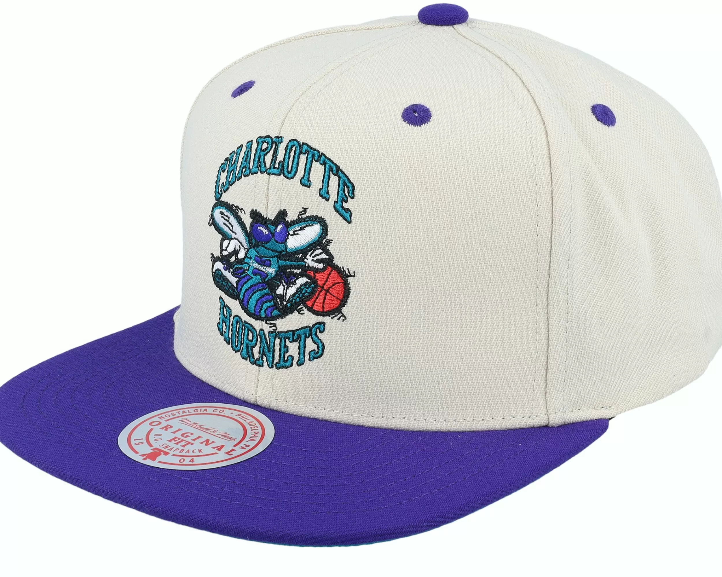 Mitchell & Ness Charlotte Hornets Sail Two Tone Hwc Off White/Purple Snapback - -Unisex Snapback