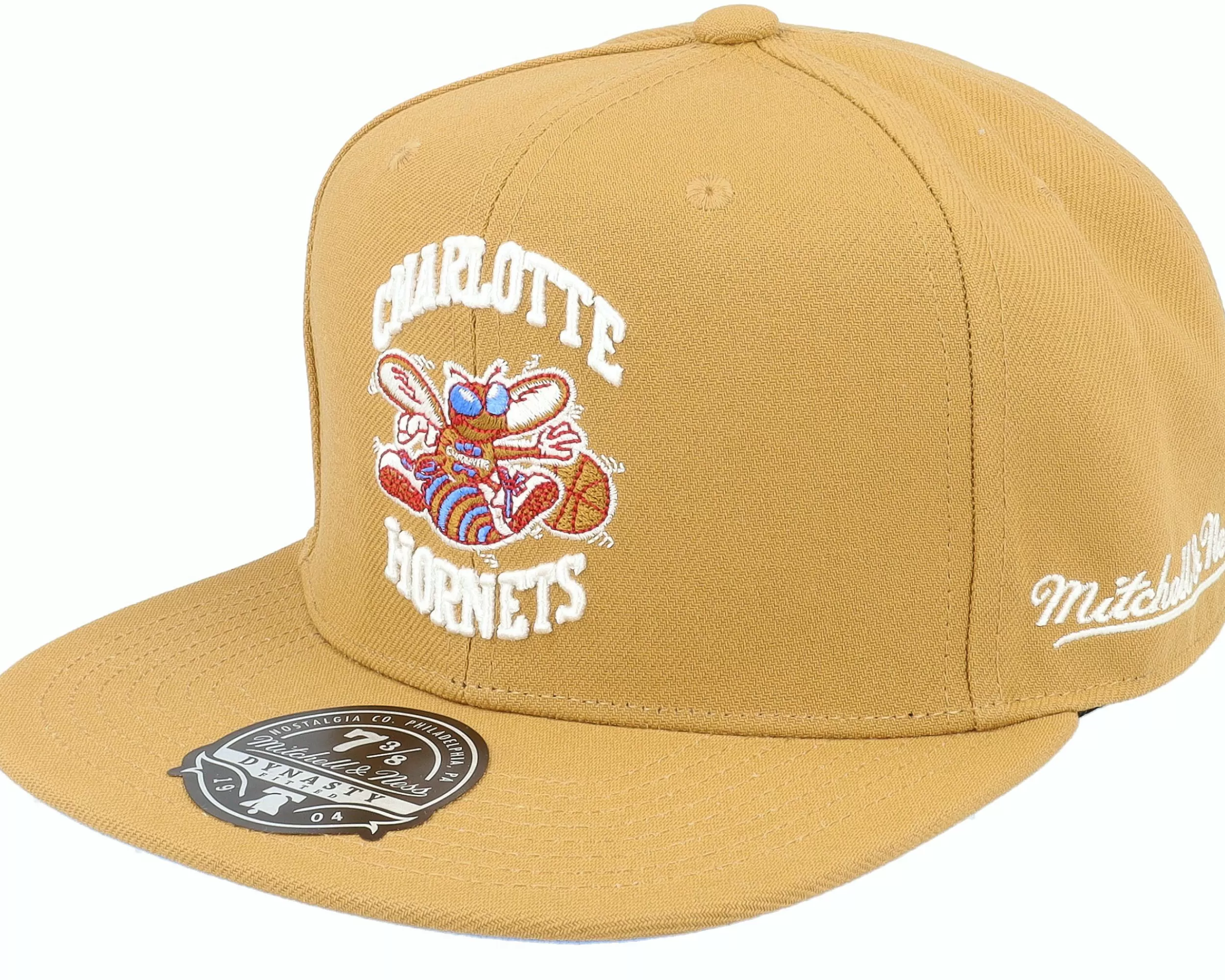 Mitchell & Ness Charlotte Hornets Sand And Sky Fitted Tan Snapback - -Unisex Fitted