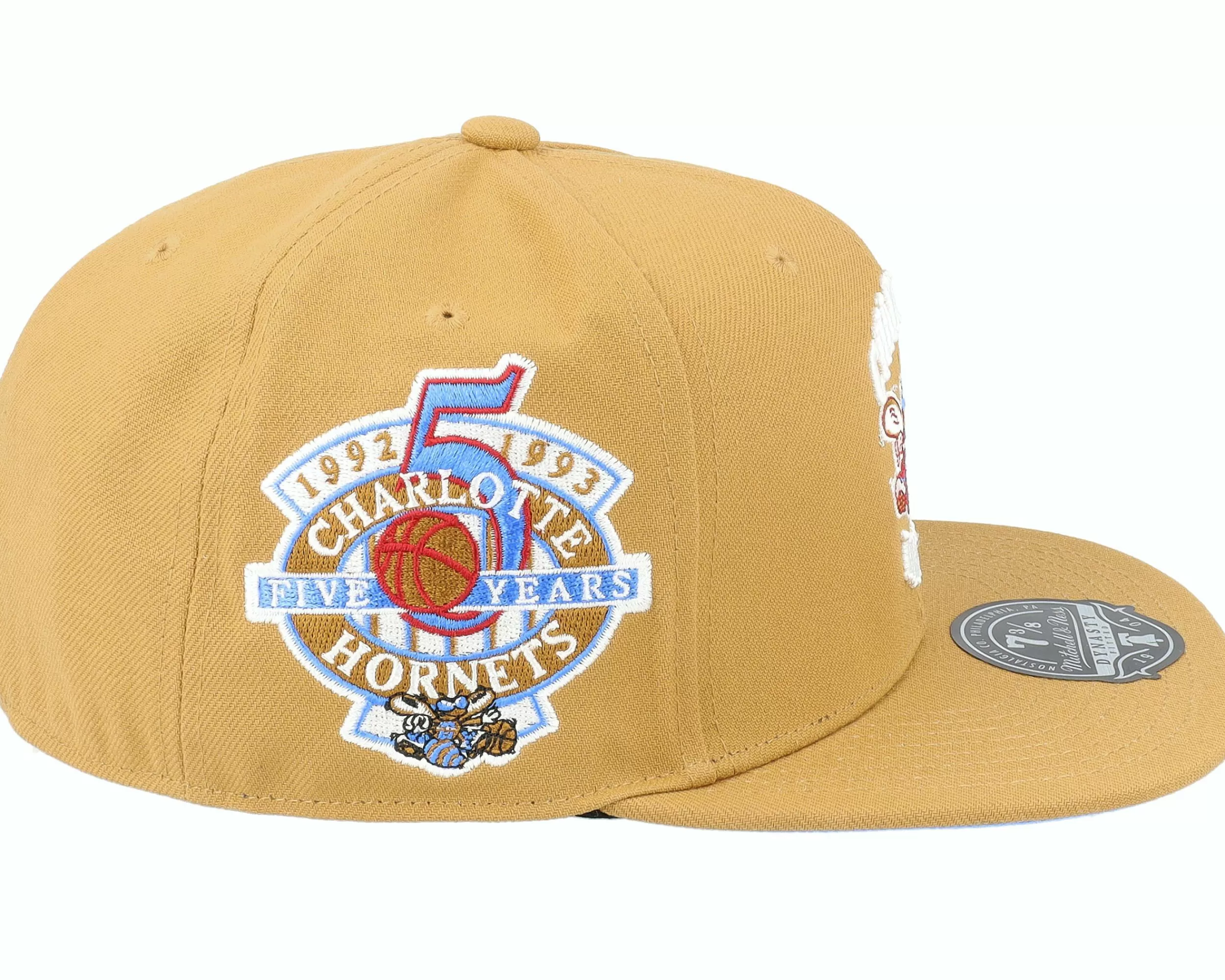 Mitchell & Ness Charlotte Hornets Sand And Sky Fitted Tan Snapback - -Unisex Fitted