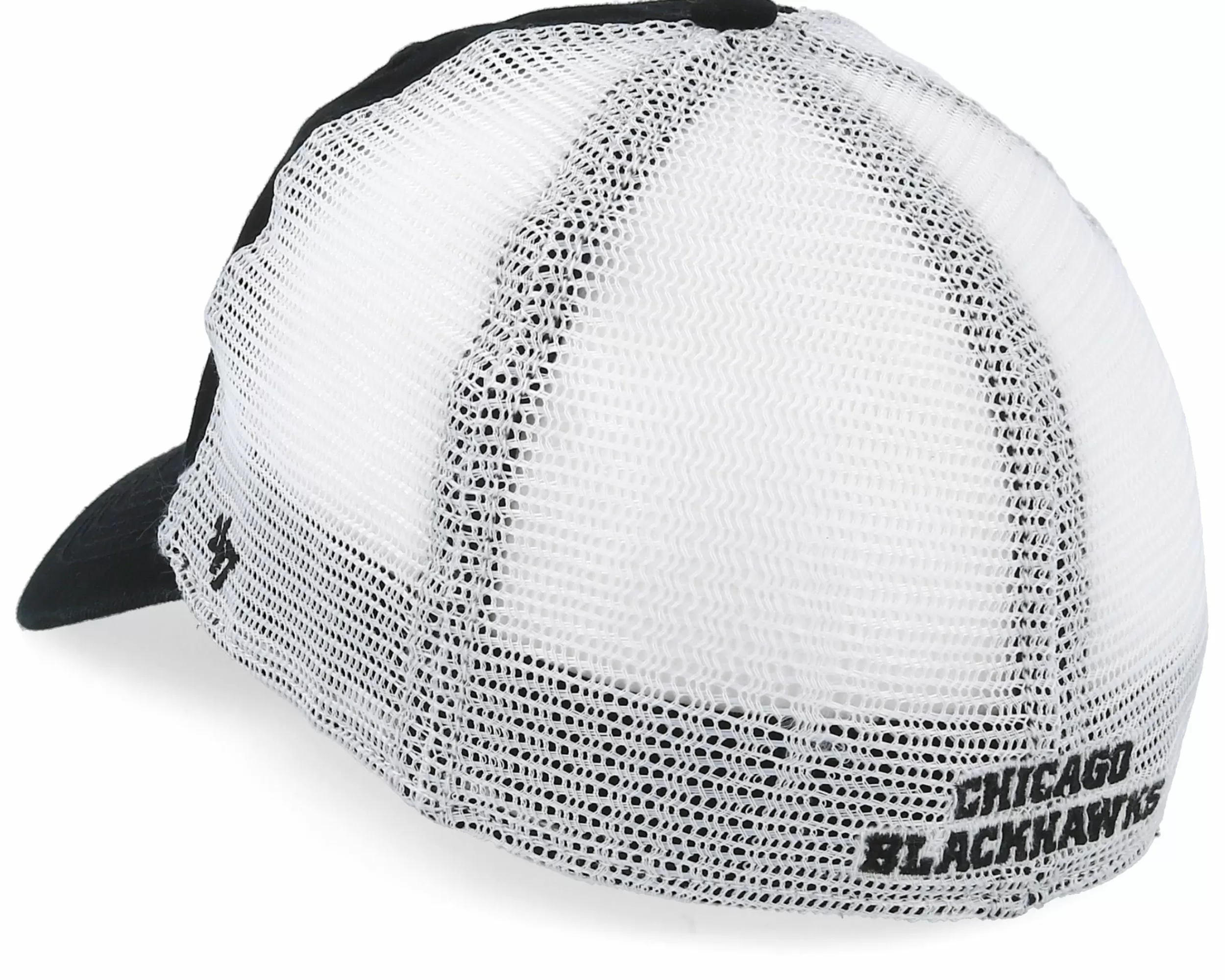 47 Brand Chicago Blackhawks Blue Hill 47 Closer Mesh Black/White Unconstructed - -Unisex Dad Cap