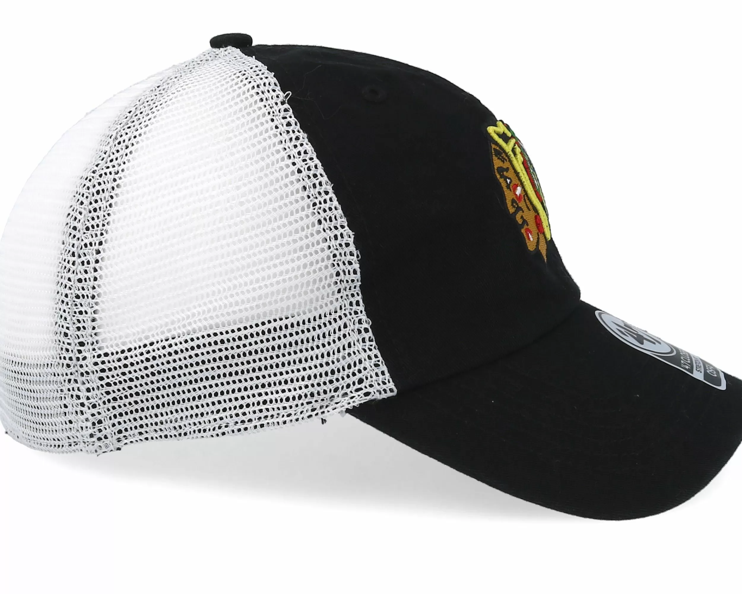 47 Brand Chicago Blackhawks Blue Hill 47 Closer Mesh Black/White Unconstructed - -Unisex Dad Cap