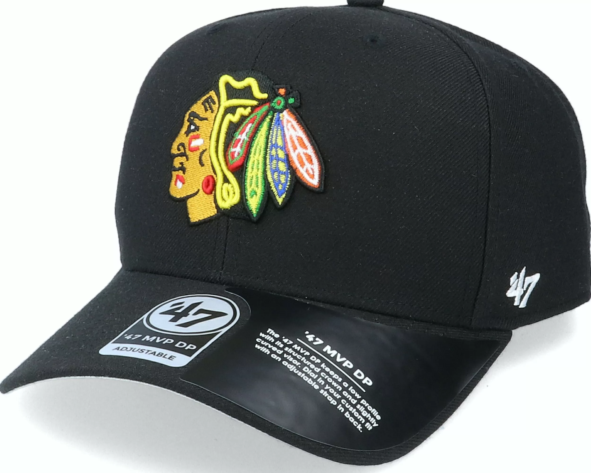 47 Brand Chicago Blackhawks Cold Zone Mvp Dp Black Adjustable - -Unisex Adjustable