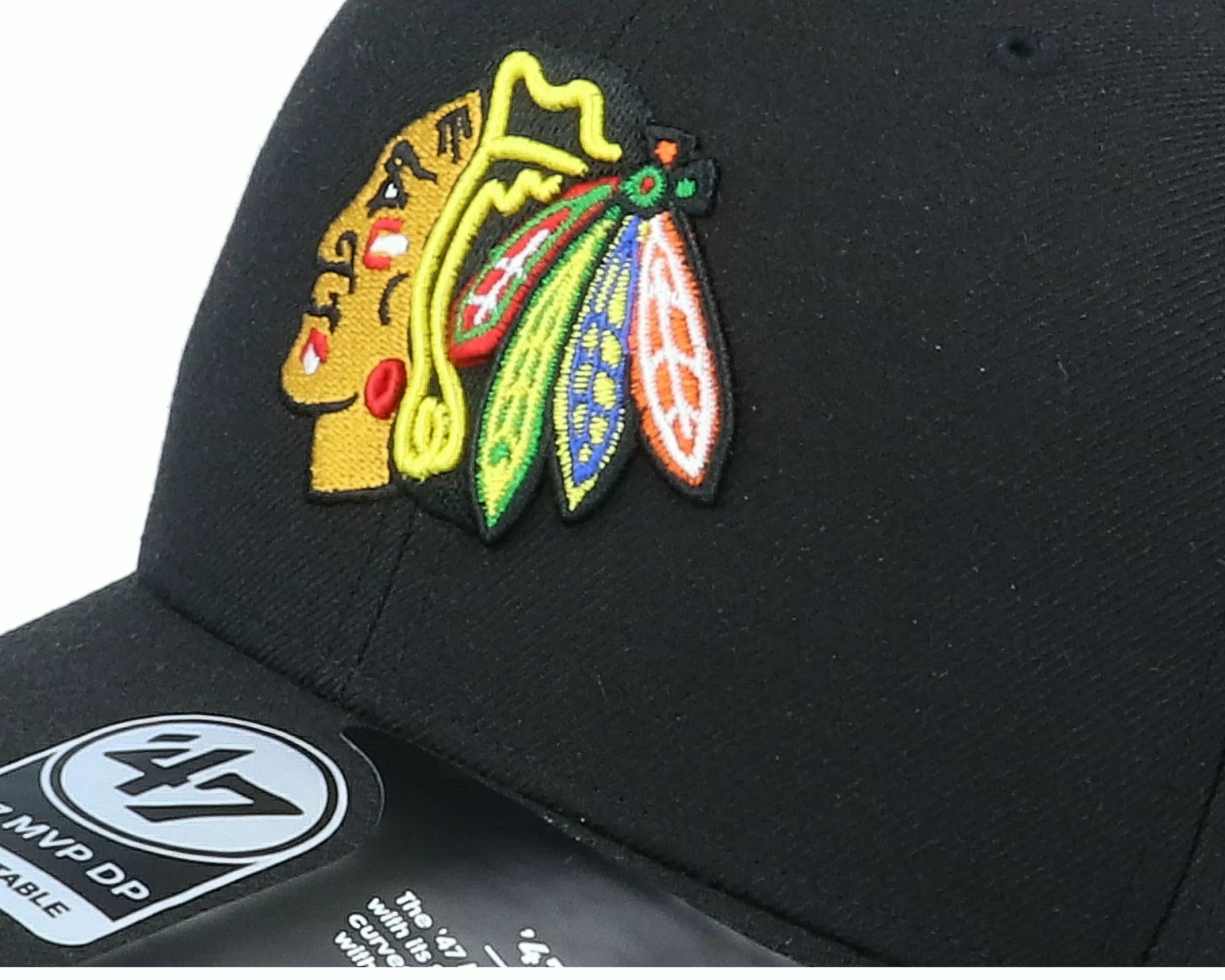 47 Brand Chicago Blackhawks Cold Zone Mvp Dp Black Adjustable - -Unisex Adjustable