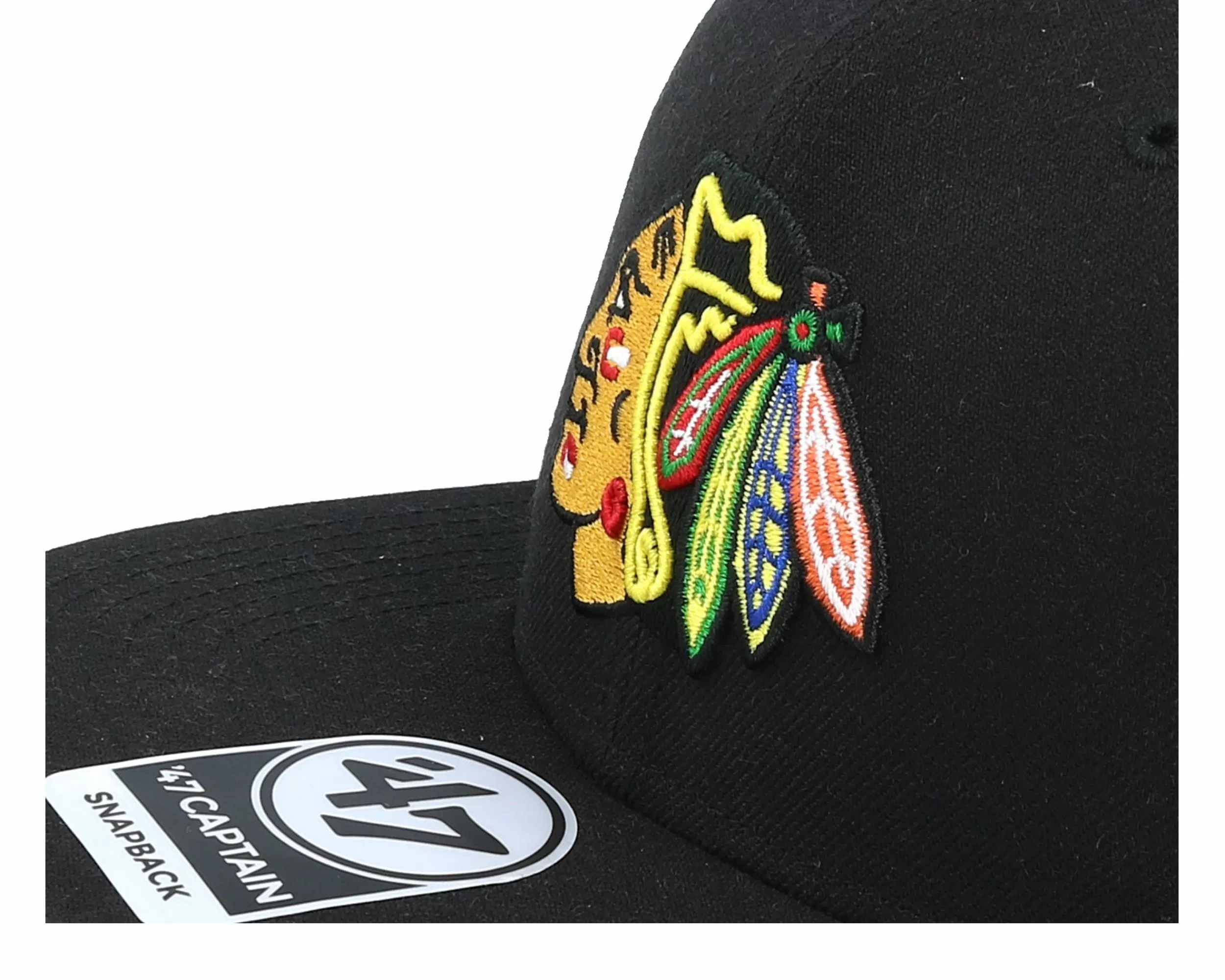 47 Brand Chicago Blackhawks No Shot 47 Captain Black Snapback - -Unisex Snapback