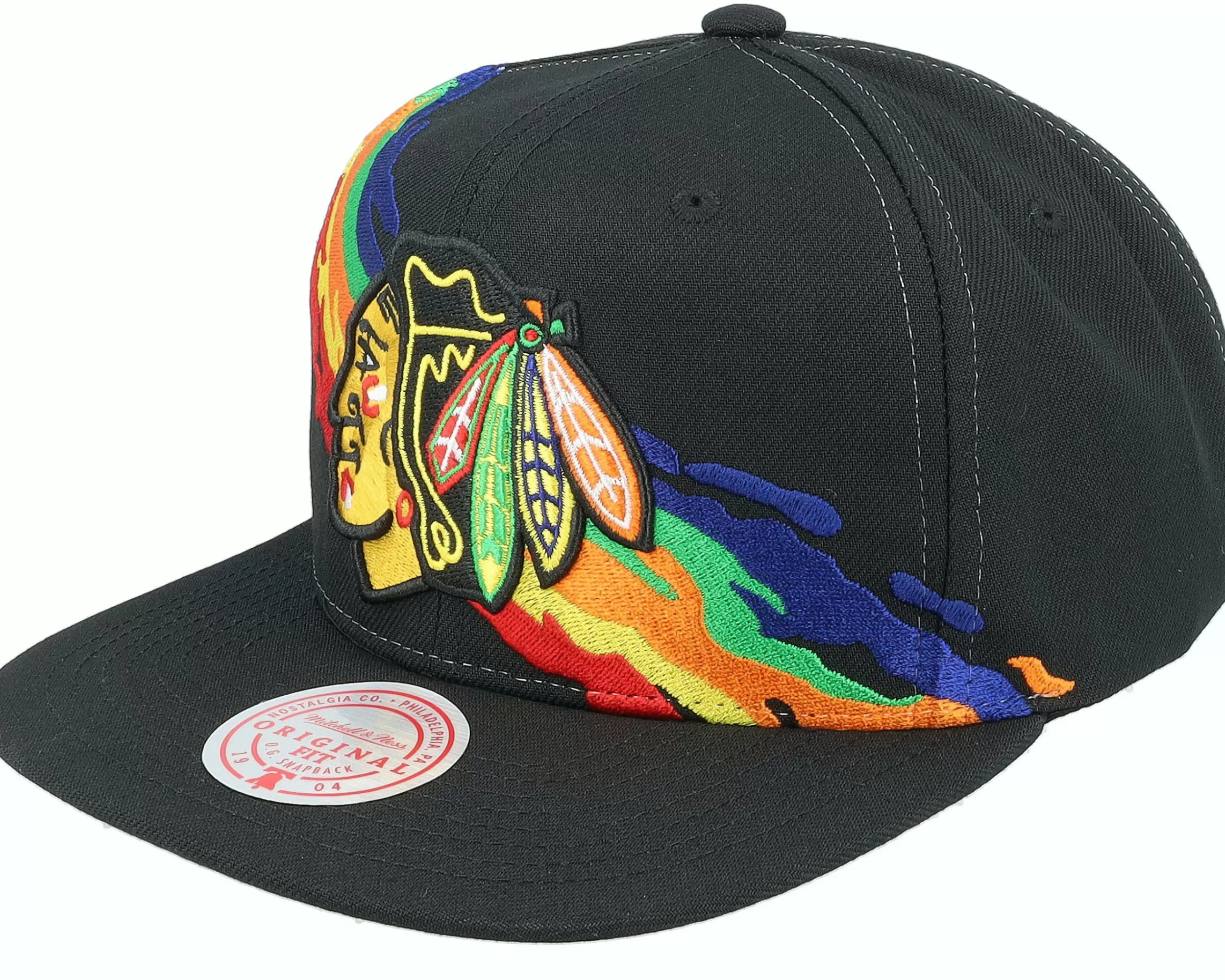 Mitchell & Ness Chicago Blackhawks Vintage Paintbrush Black Snapback - -Unisex Snapback