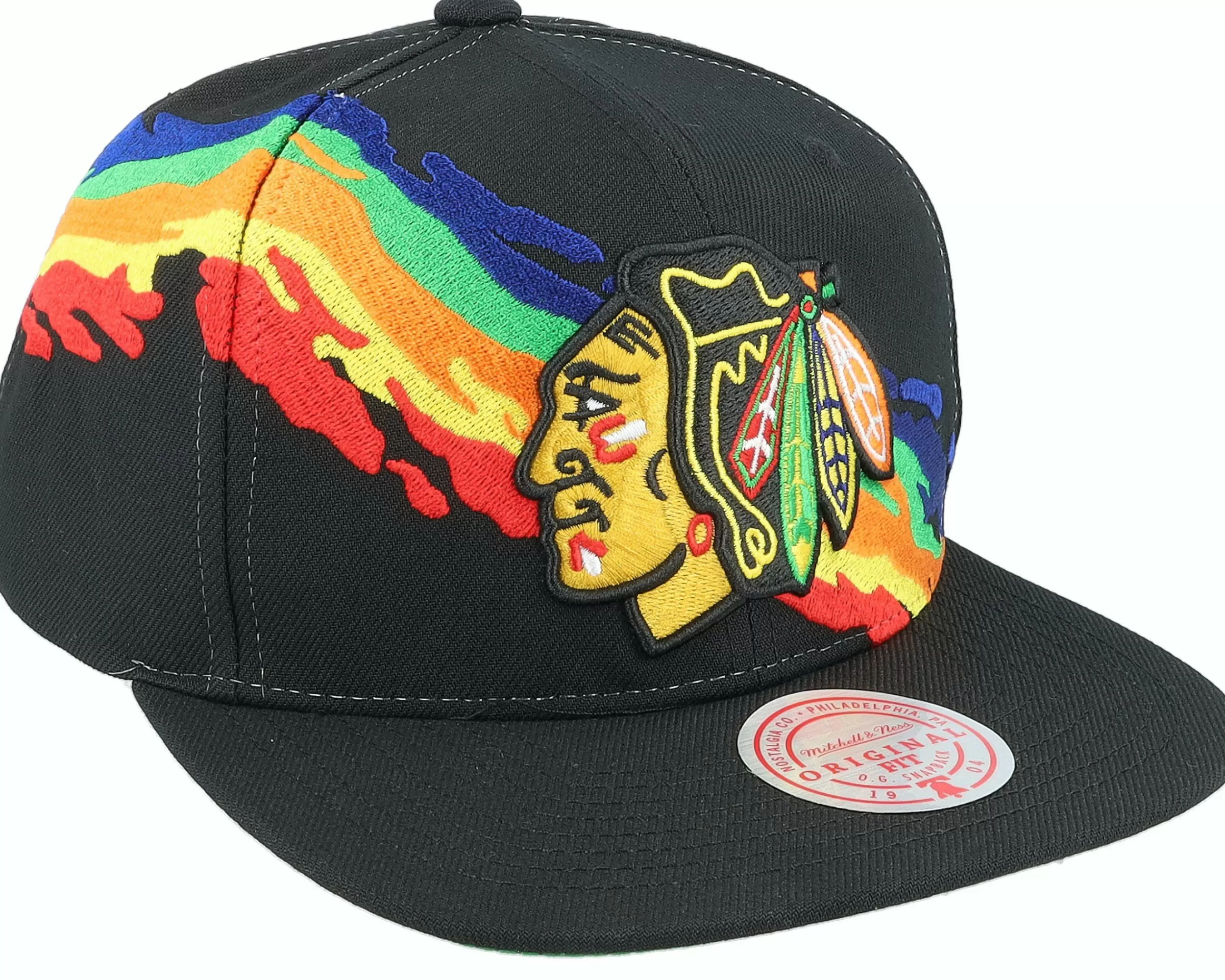 Mitchell & Ness Chicago Blackhawks Vintage Paintbrush Black Snapback - -Unisex Snapback