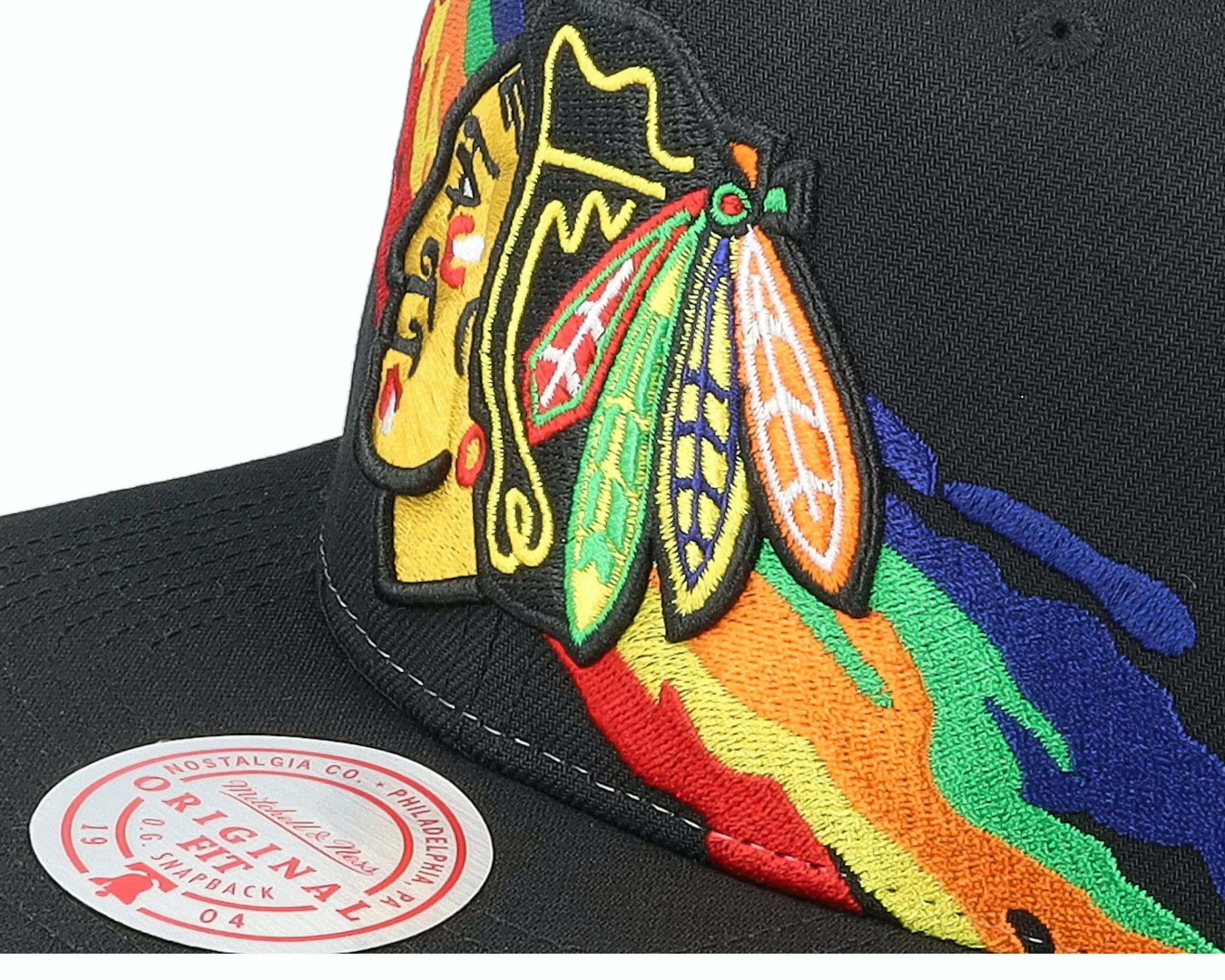 Mitchell & Ness Chicago Blackhawks Vintage Paintbrush Black Snapback - -Unisex Snapback