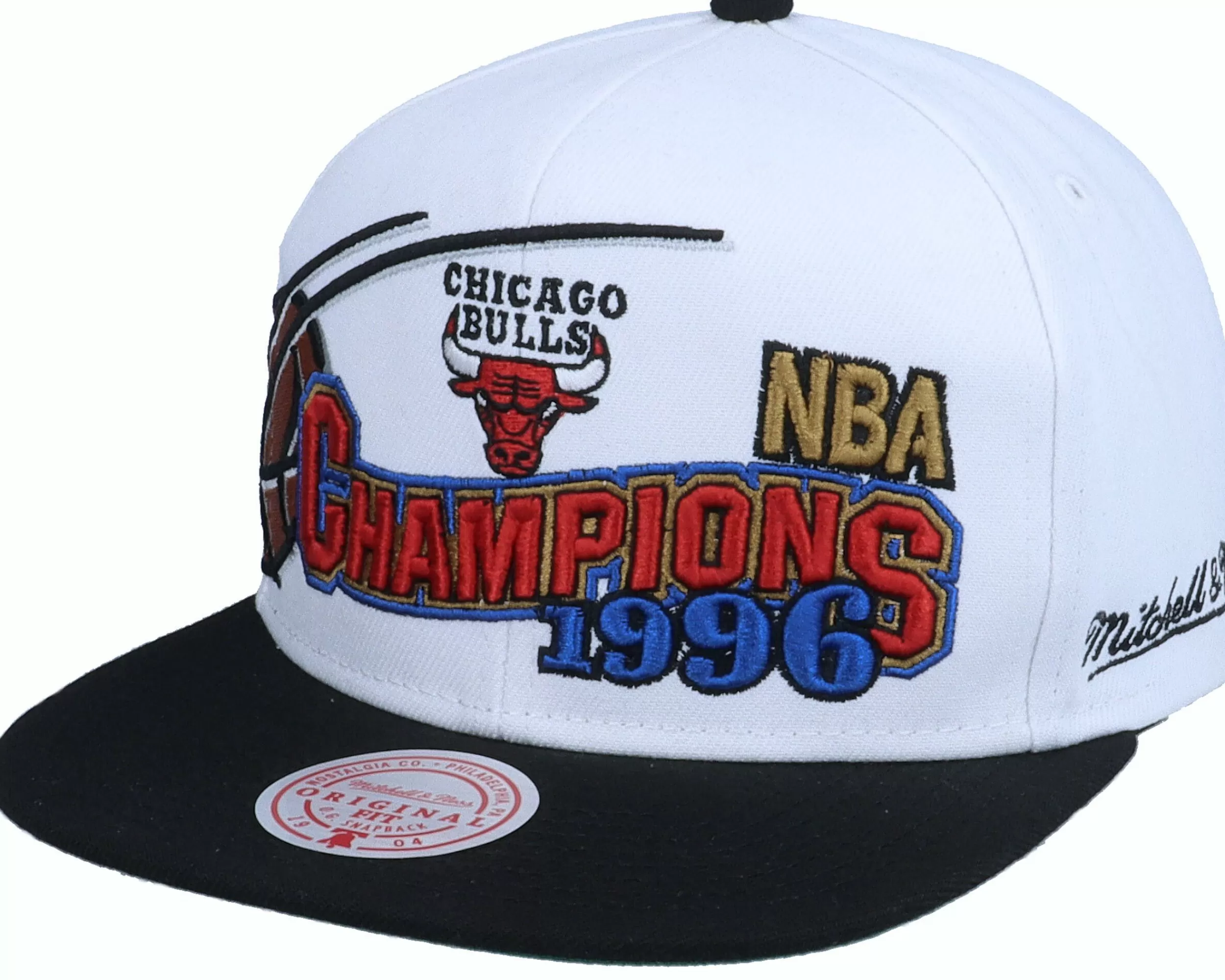 Mitchell & Ness Chicago Bulls 96 Champions Wave 2T Hwc White/Black Snapback - -Unisex Snapback