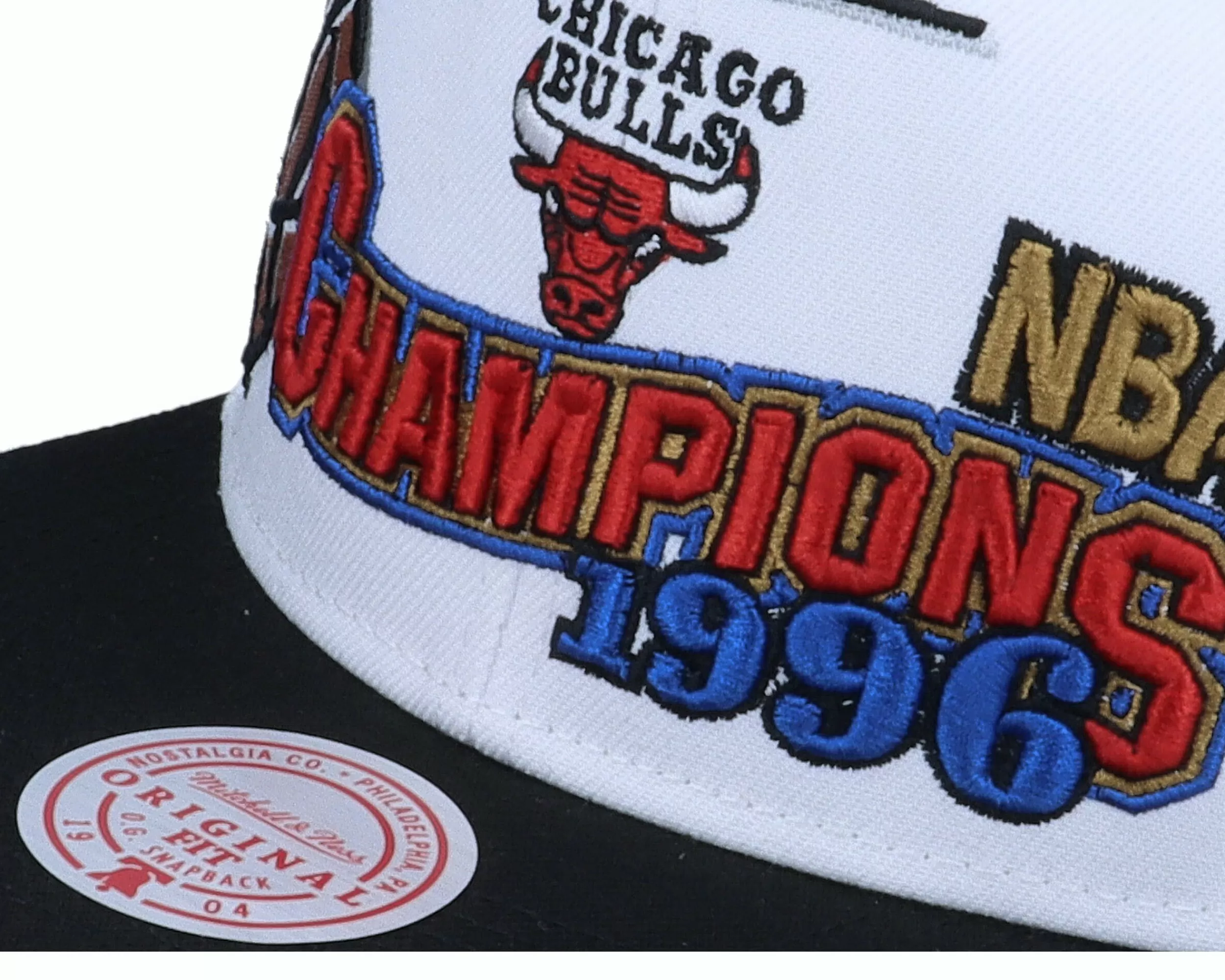 Mitchell & Ness Chicago Bulls 96 Champions Wave 2T Hwc White/Black Snapback - -Unisex Snapback