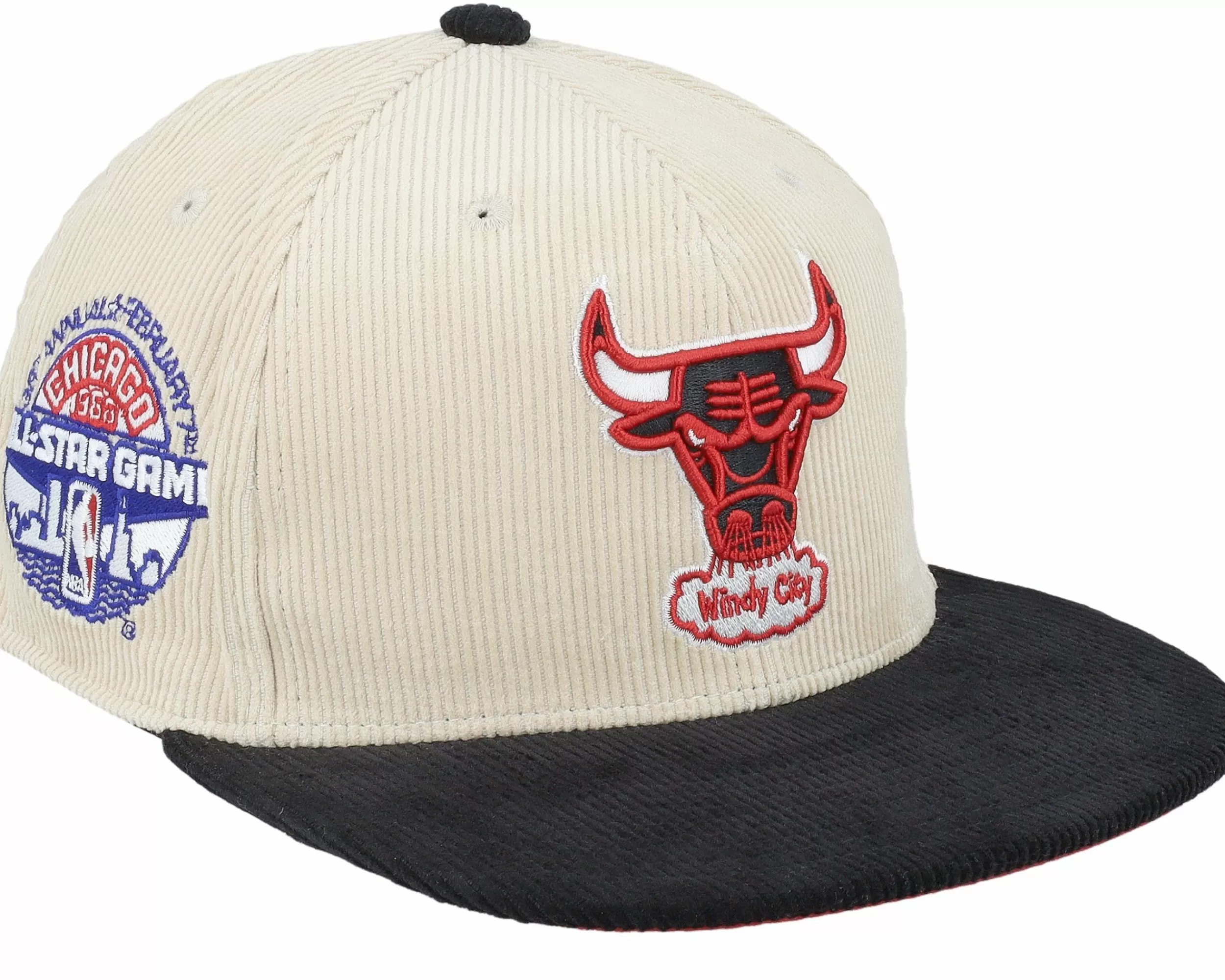 Mitchell & Ness Chicago Bulls Team Cord Off White/Black Fitted - -Unisex Fitted