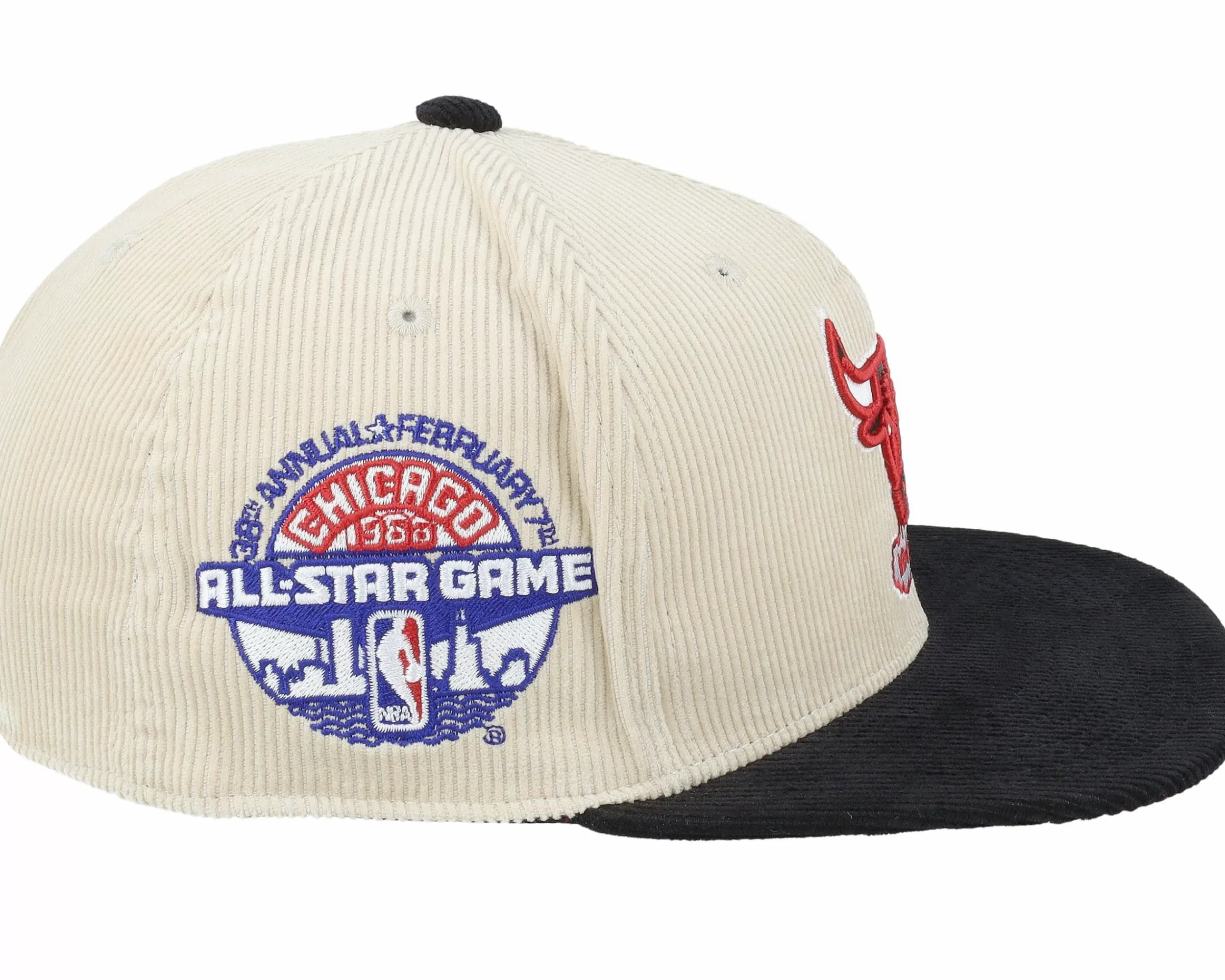 Mitchell & Ness Chicago Bulls Team Cord Off White/Black Fitted - -Unisex Fitted