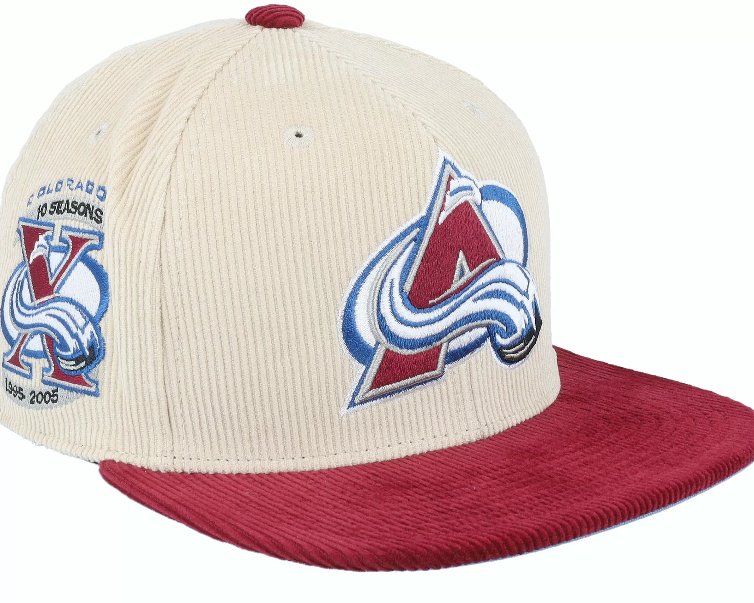 Mitchell & Ness Colorado Avalanche Team Cord Off White/Maroon Fitted - -Unisex Fitted