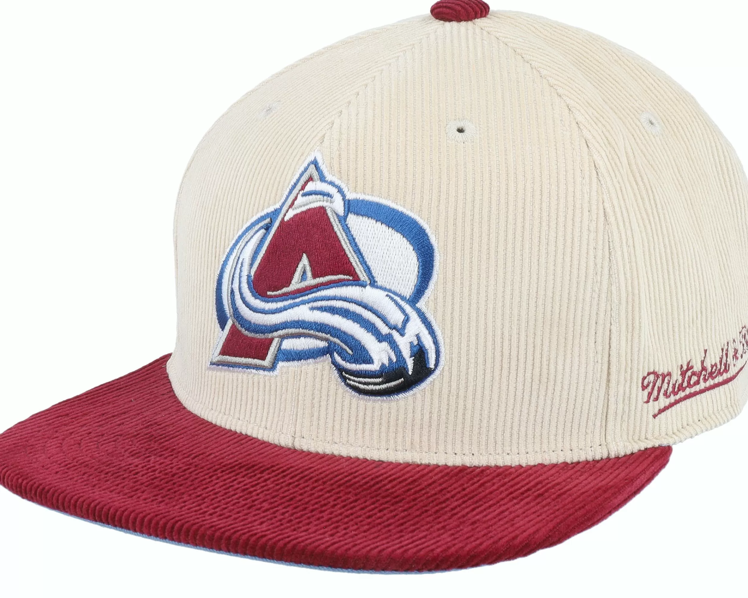 Mitchell & Ness Colorado Avalanche Team Cord Off White/Maroon Fitted - -Unisex Fitted