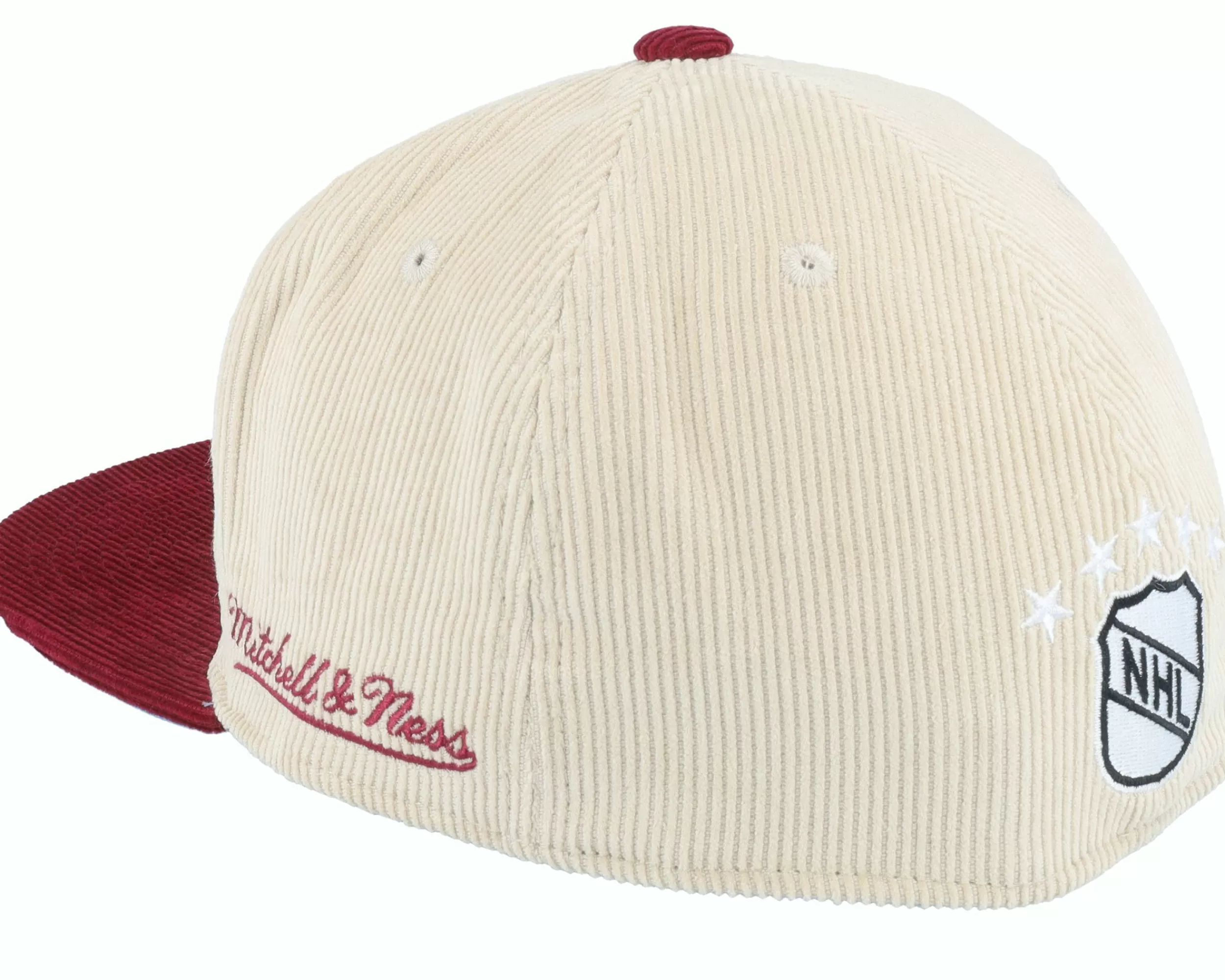 Mitchell & Ness Colorado Avalanche Team Cord Off White/Maroon Fitted - -Unisex Fitted