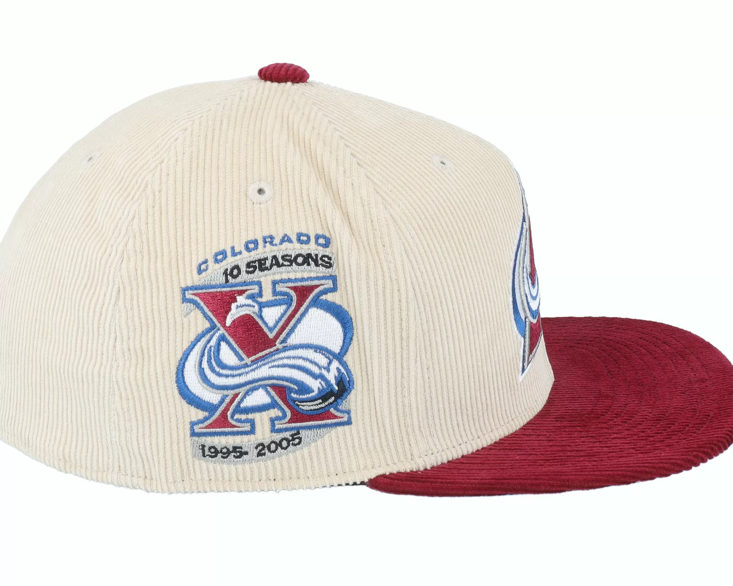 Mitchell & Ness Colorado Avalanche Team Cord Off White/Maroon Fitted - -Unisex Fitted