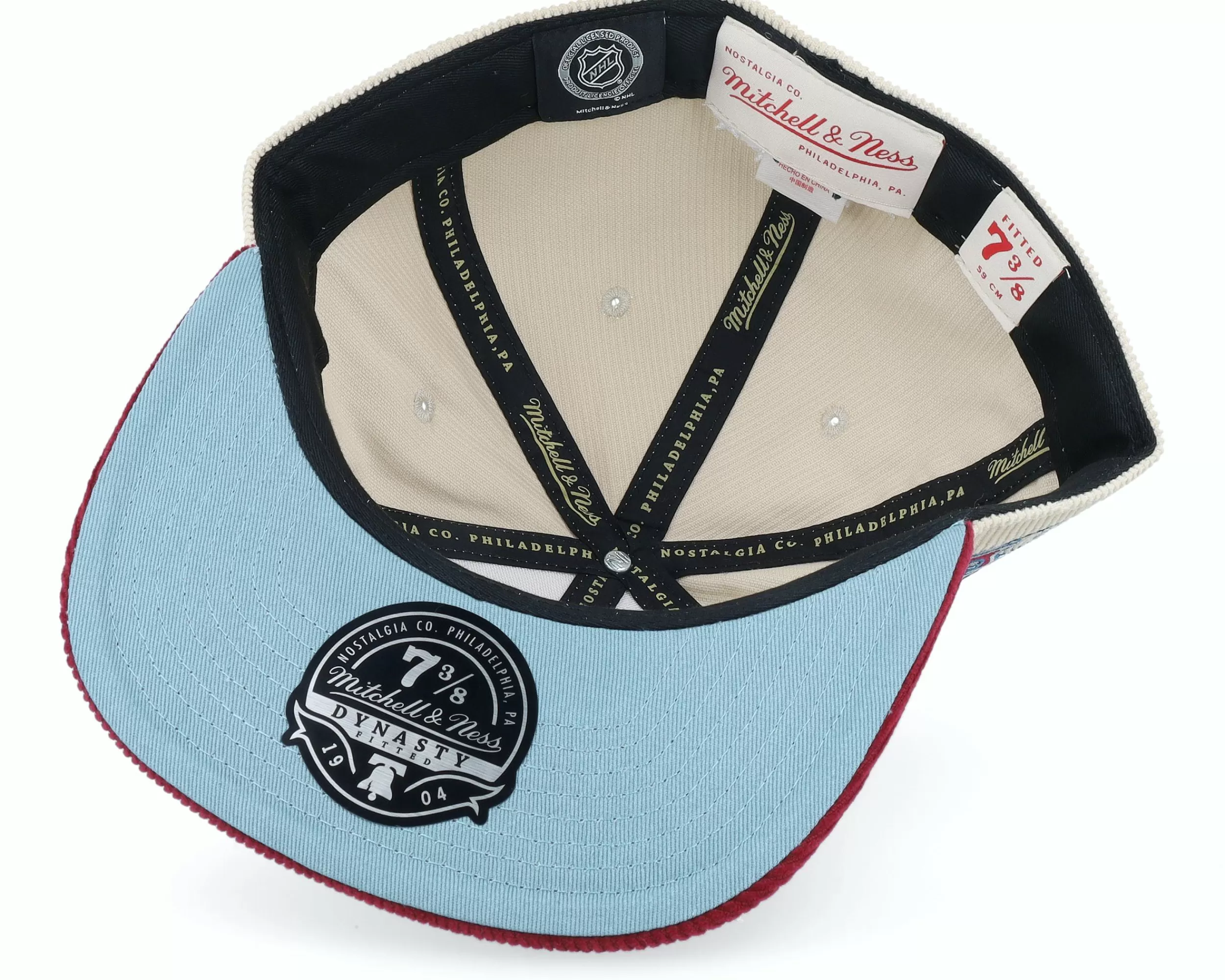 Mitchell & Ness Colorado Avalanche Team Cord Off White/Maroon Fitted - -Unisex Fitted