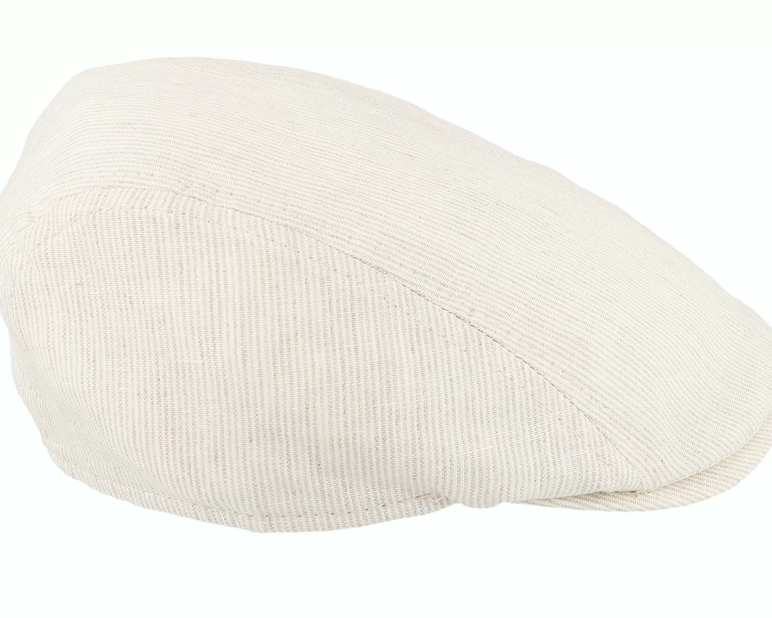 MJM Hats Daffy 3 Organic Linen Beige Stripe Flat Cap - -Unisex Flat Caps