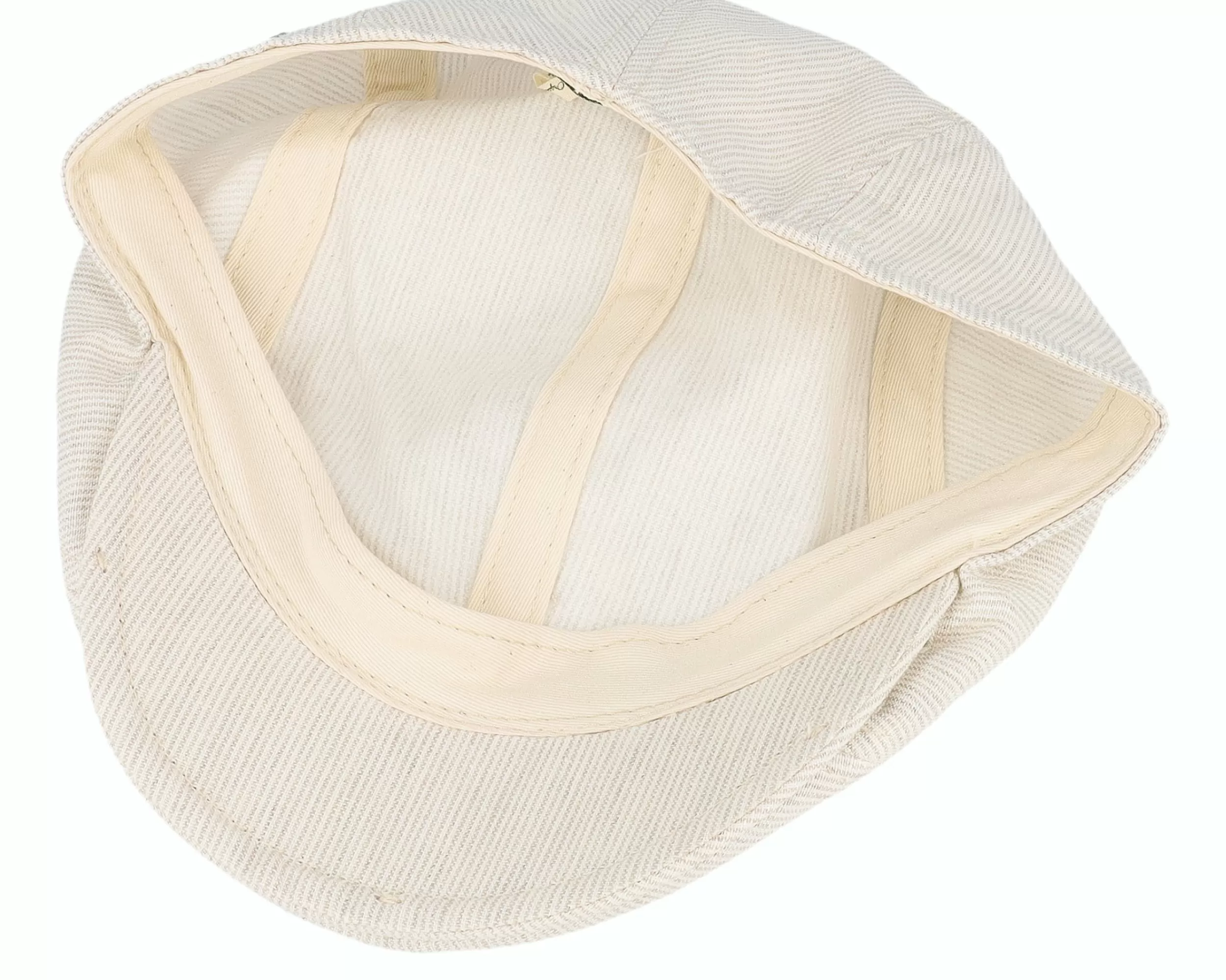 MJM Hats Daffy 3 Organic Linen Beige Stripe Flat Cap - -Unisex Flat Caps