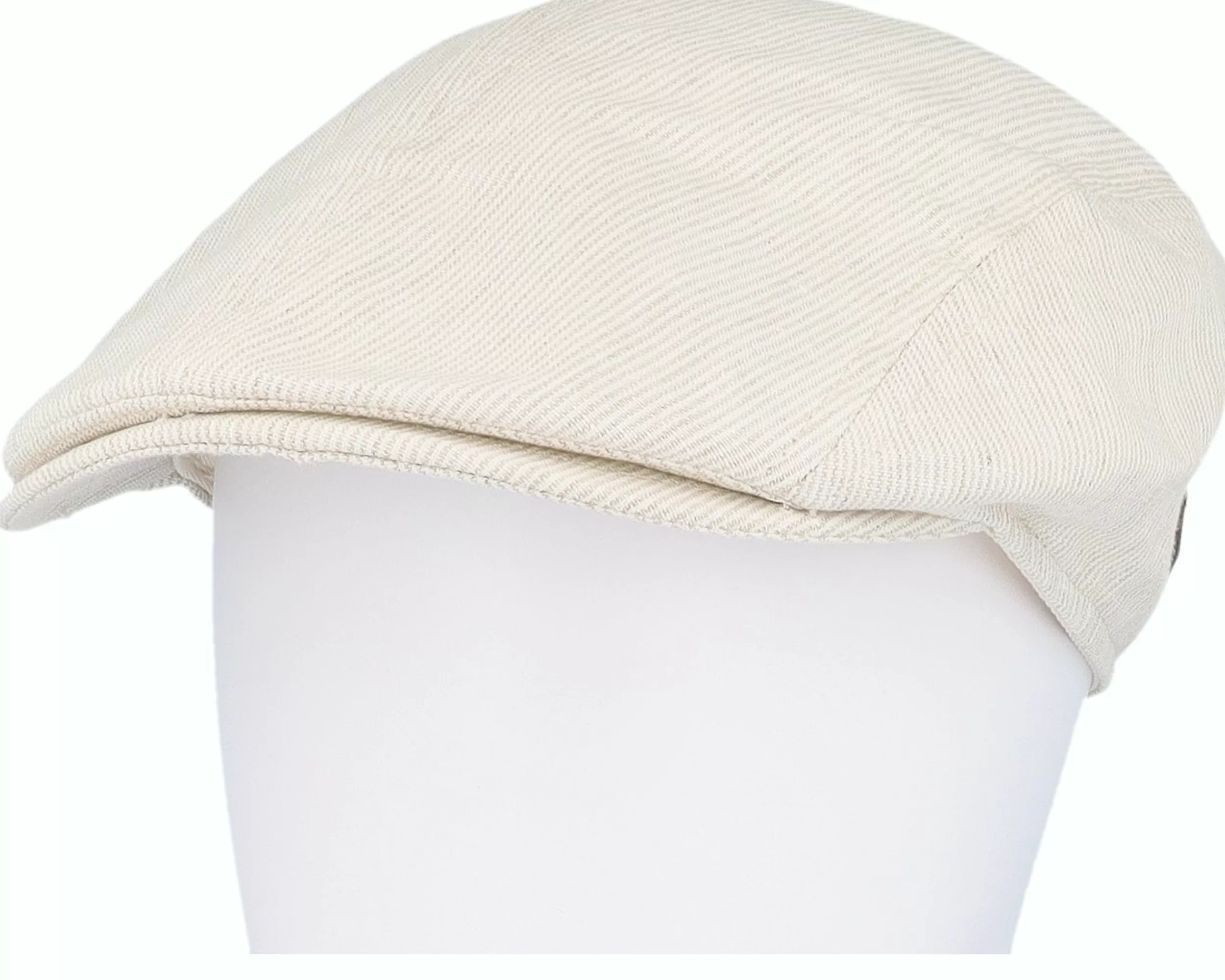MJM Hats Daffy 3 Organic Linen Beige Stripe Flat Cap - -Unisex Flat Caps