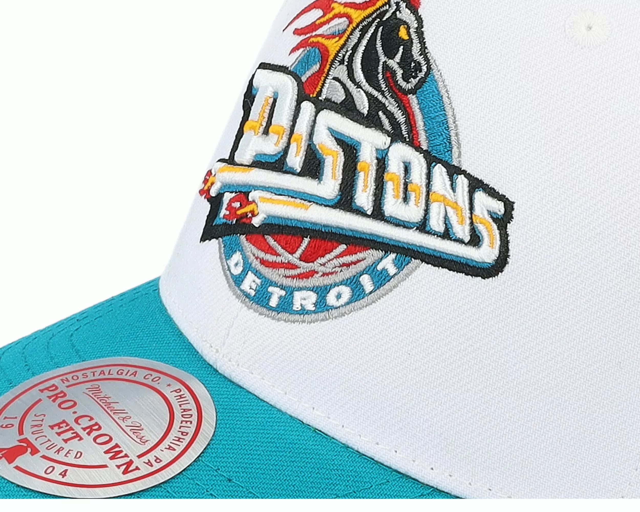 Mitchell & Ness Detroit Pistons Team 2 Tone 2.0 Pro White/Teal Adjustable - -Unisex Adjustable