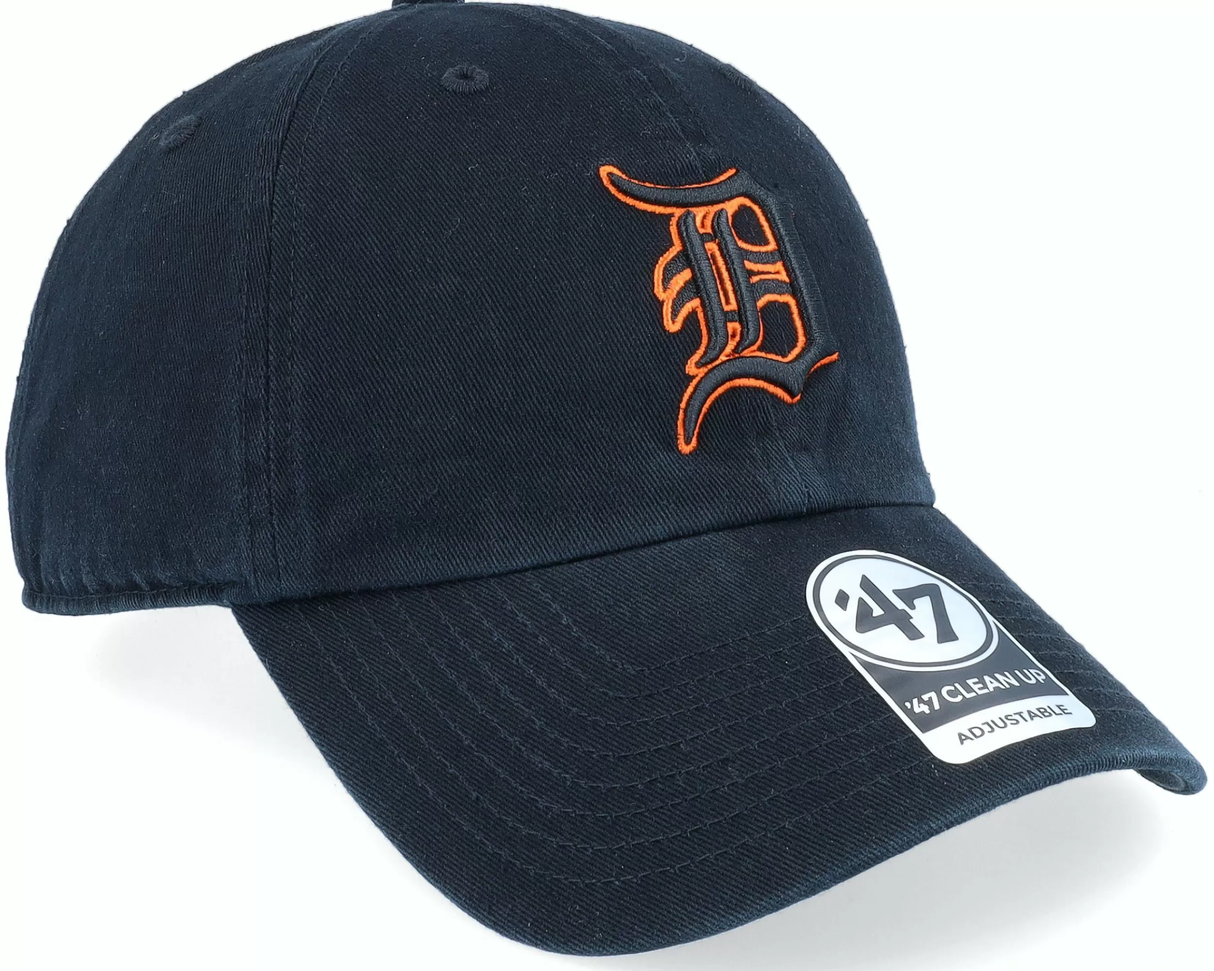 47 Brand Detroit Tigers Clean Up Black Dad Cap - -Unisex Dad Cap