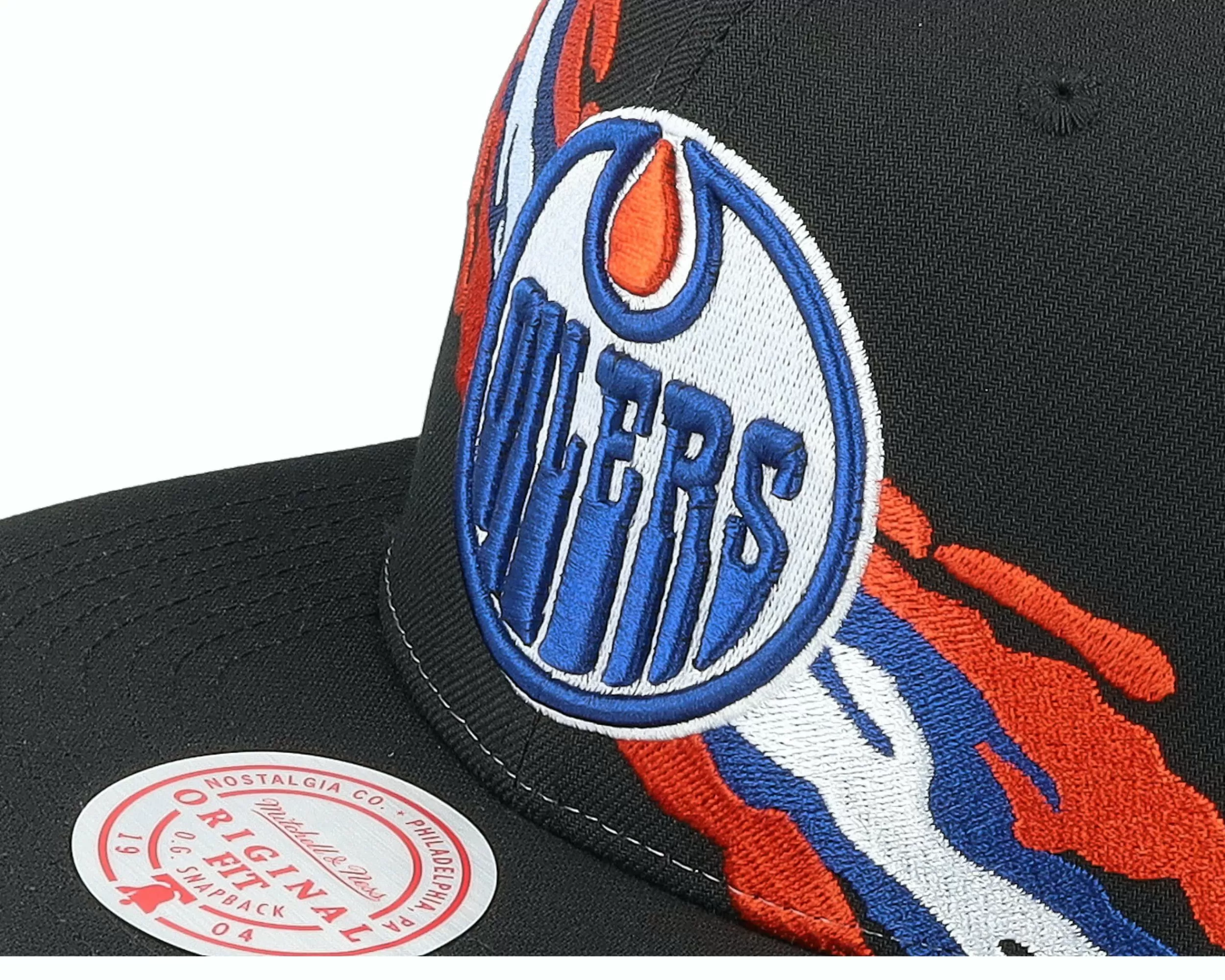 Mitchell & Ness Edmonton Oilers Vintage Paintbrush Black Snapback - -Unisex Snapback