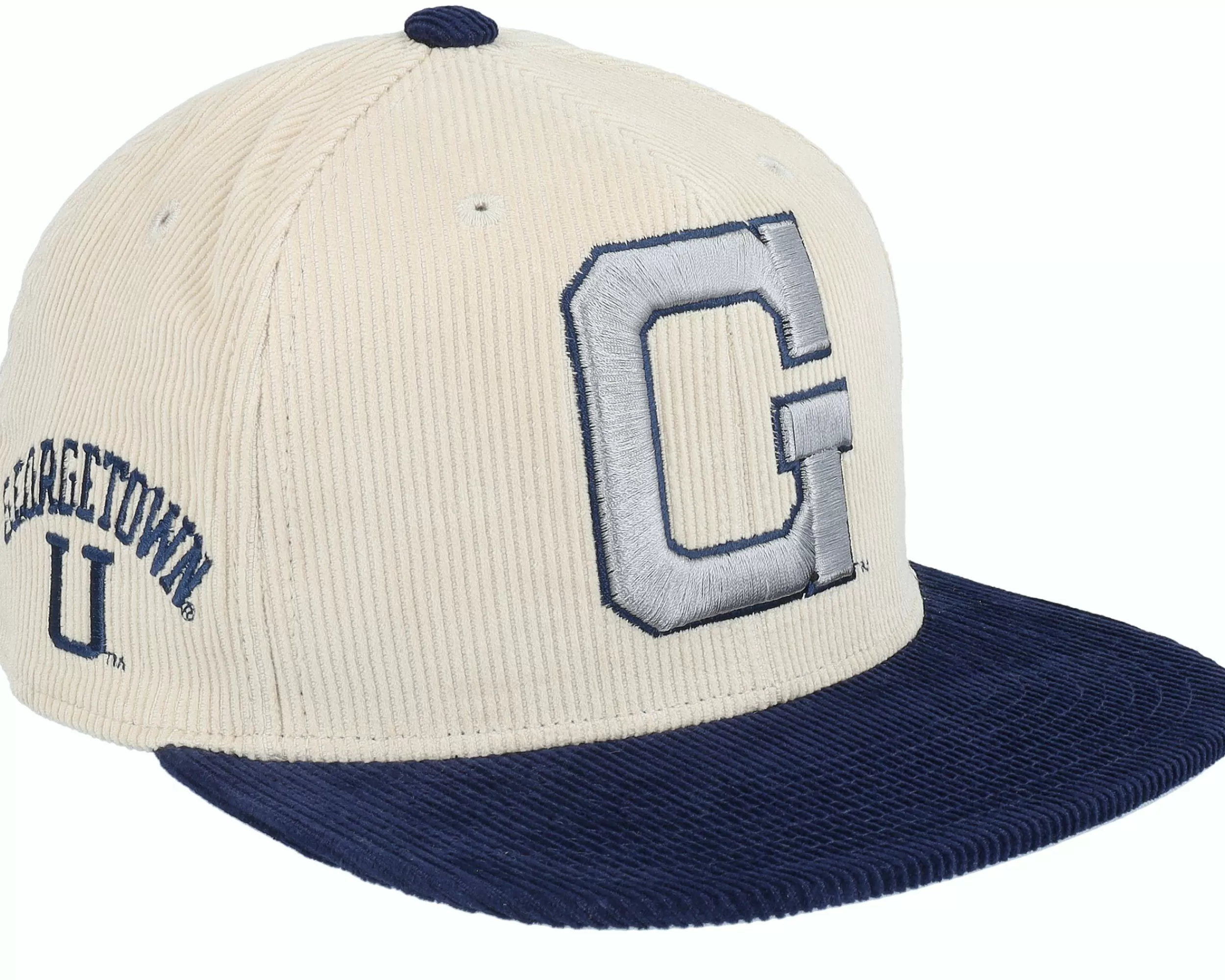 Mitchell & Ness Georgetown Hoyas Team Cord Off White/Navy Fitted - -Unisex Fitted