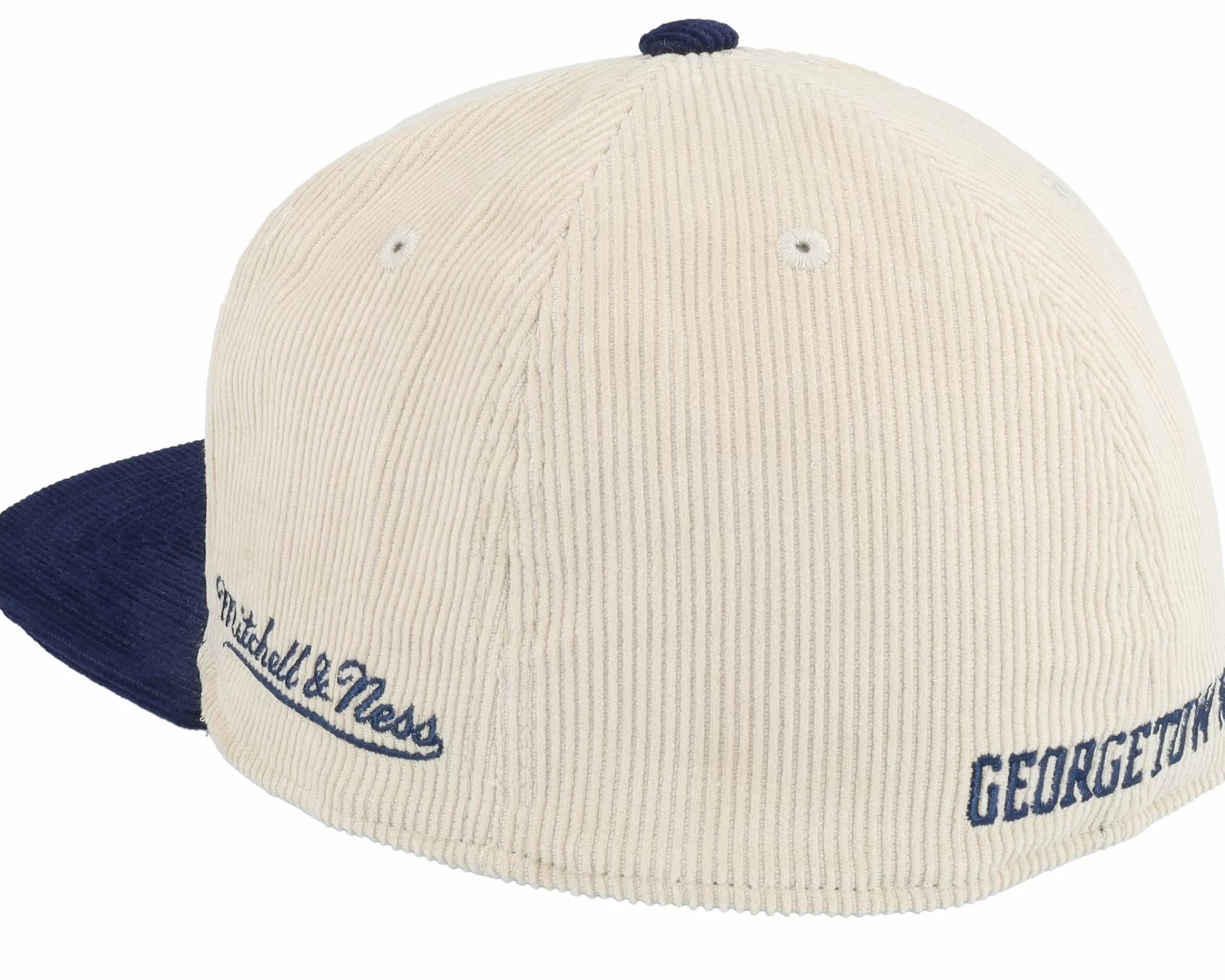 Mitchell & Ness Georgetown Hoyas Team Cord Off White/Navy Fitted - -Unisex Fitted