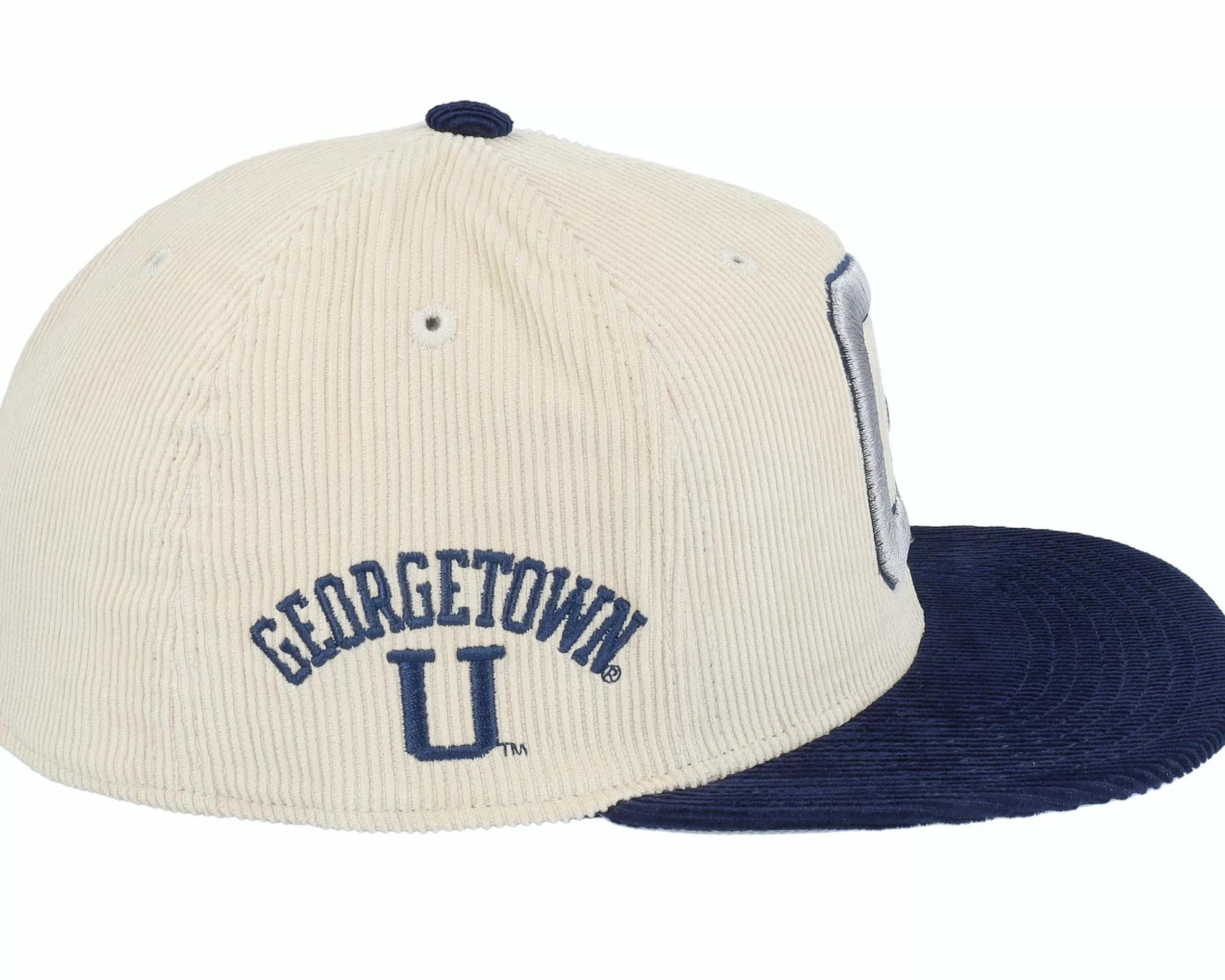 Mitchell & Ness Georgetown Hoyas Team Cord Off White/Navy Fitted - -Unisex Fitted