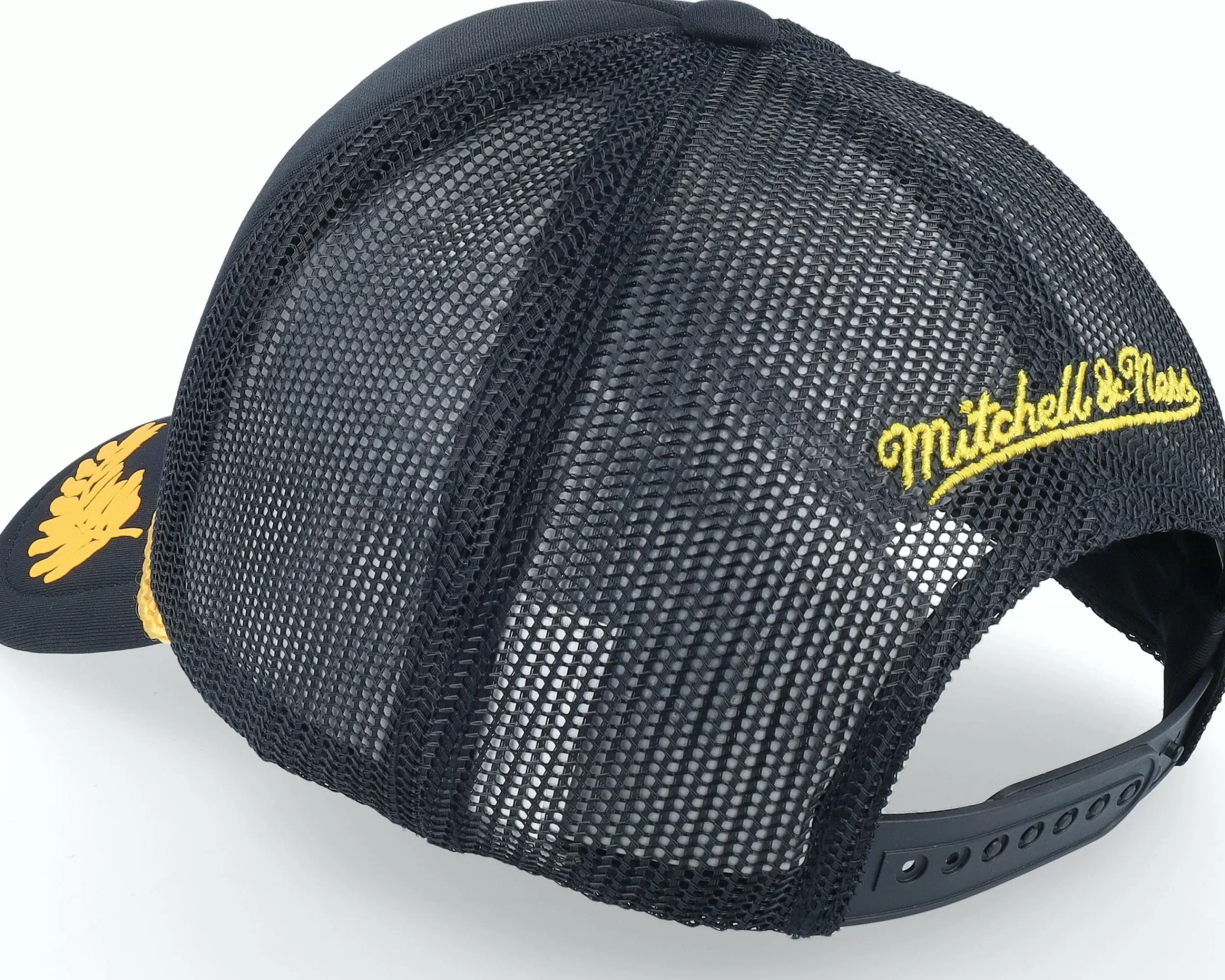 Mitchell & Ness Golden State Warriors Gold Leaf Black Trucker - -Unisex Trucker