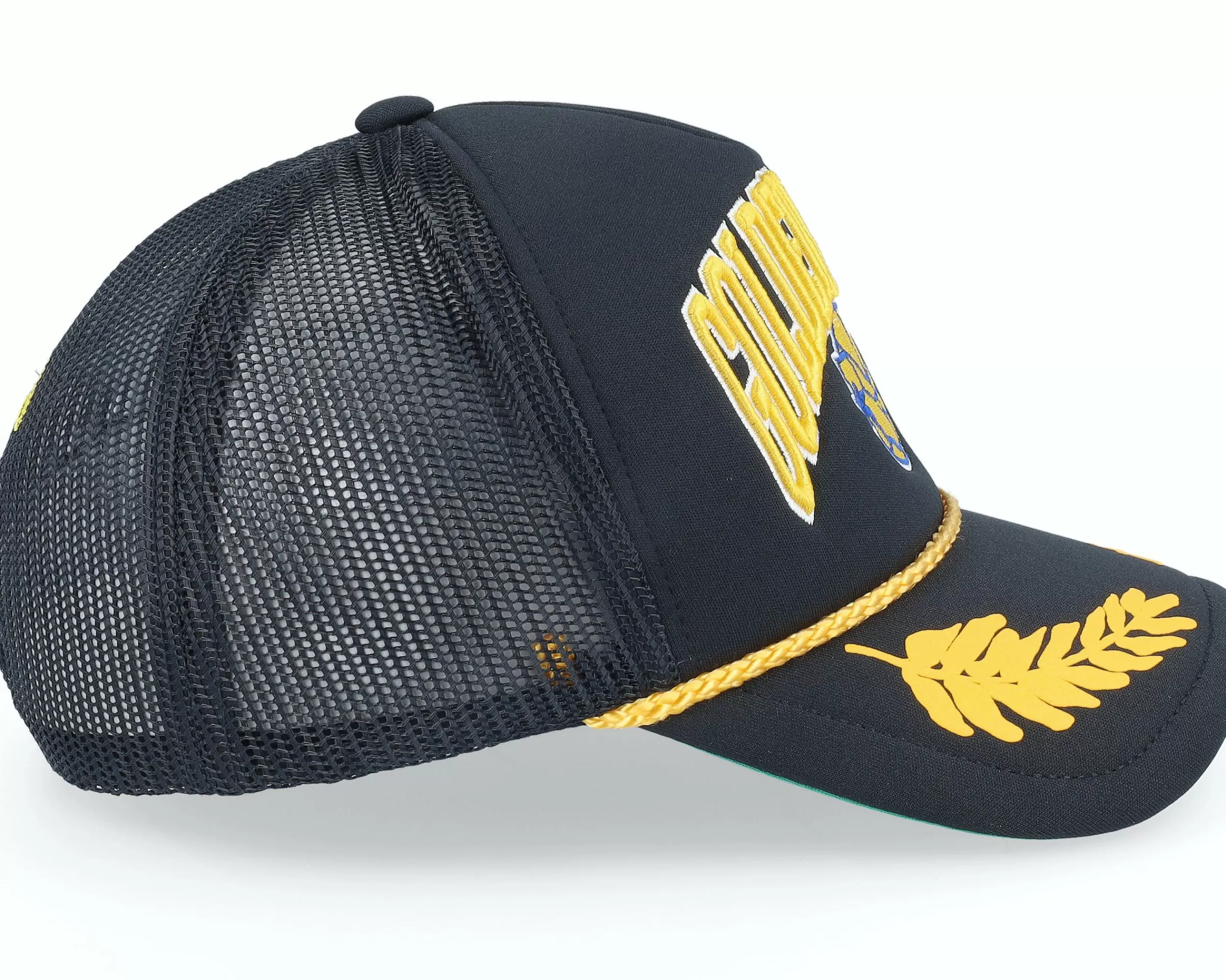 Mitchell & Ness Golden State Warriors Gold Leaf Black Trucker - -Unisex Trucker