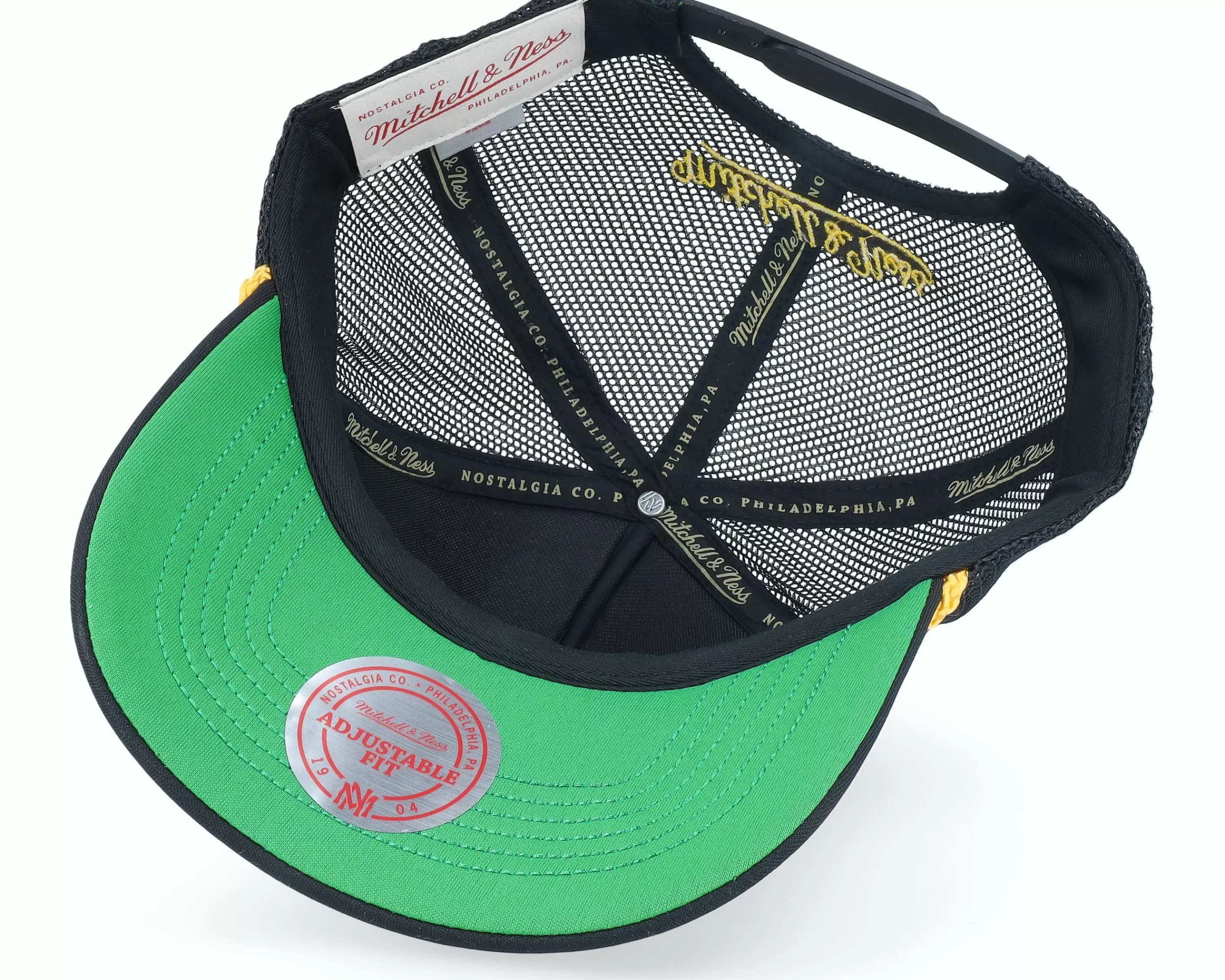 Mitchell & Ness Golden State Warriors Gold Leaf Black Trucker - -Unisex Trucker
