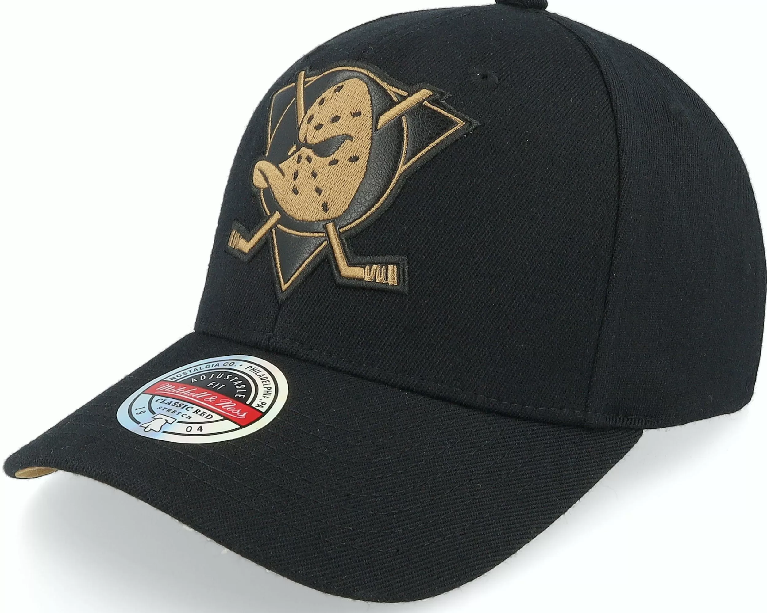 Mitchell & Ness Hatstore Exclusive X Anaheim Ducks Tko Leather Logo Nhl Bronze/Black Adjustable - -Unisex Adjustable