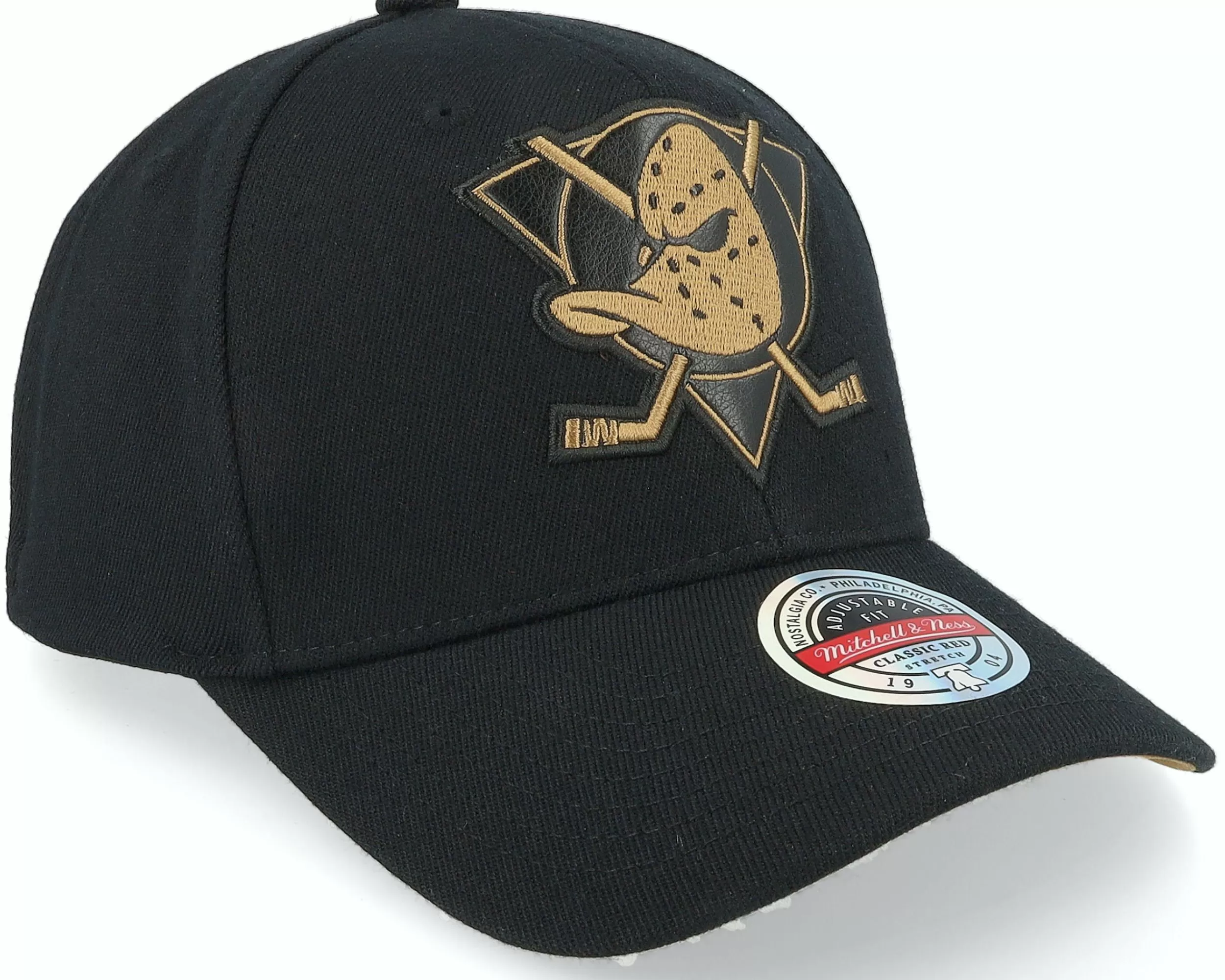 Mitchell & Ness Hatstore Exclusive X Anaheim Ducks Tko Leather Logo Nhl Bronze/Black Adjustable - -Unisex Adjustable