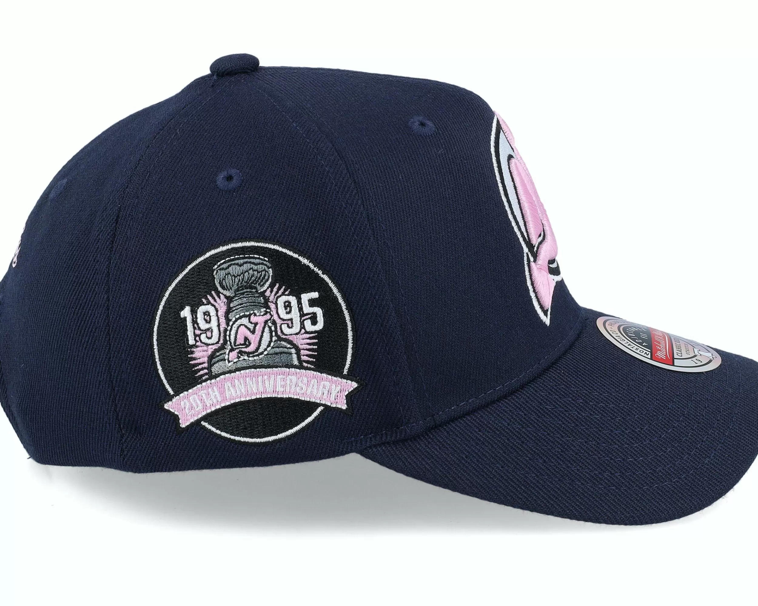 Mitchell & Ness Hatstore Exclusive X New Jersey Devils 20Th Anniversary Patch Navy/Pink Adjustable - -Unisex Adjustable