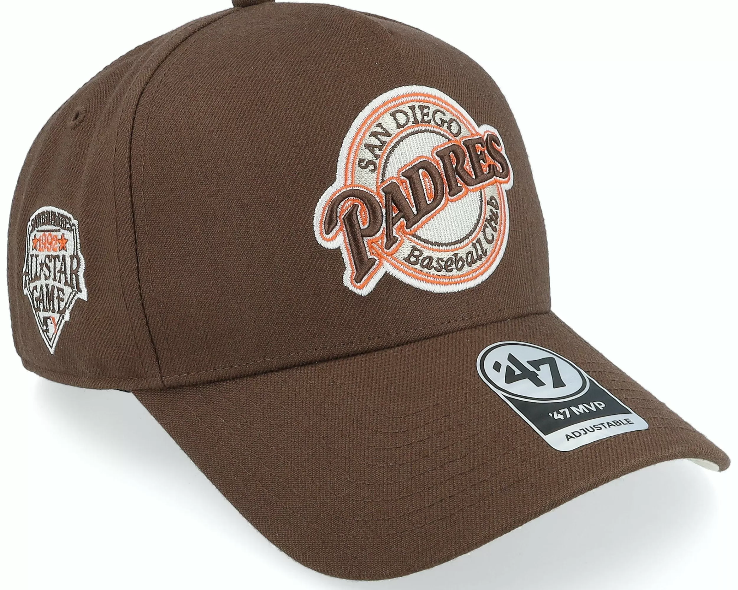 47 Brand Hatstore Exclusive X San Diego Padres Sure Shot Mvp Brown A-Frame Adjustable - -Unisex Adjustable