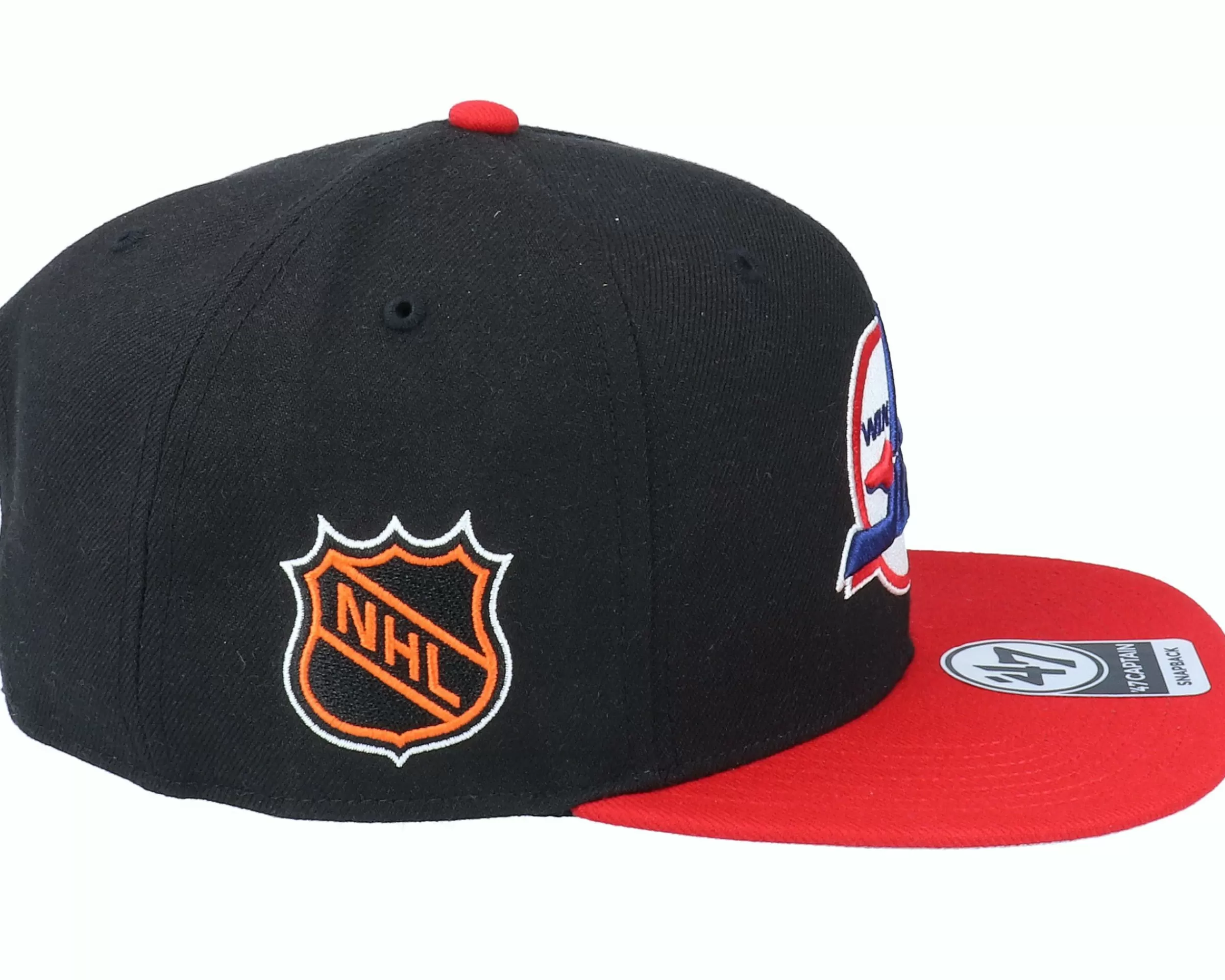 47 Brand Hatstore Exclusive X Winnipeg Jets Sure Shot Two Tone Captain Black/Red Snapback - -Unisex Snapback