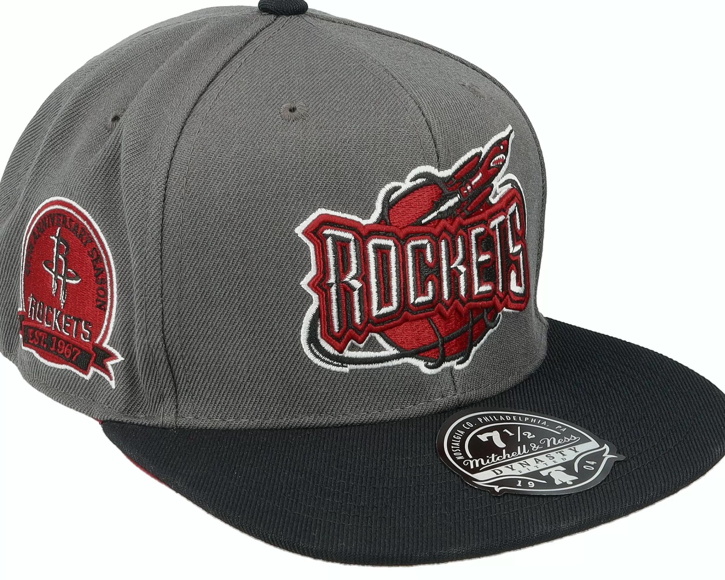 Mitchell & Ness Houston Rockets Born And Bred Fitted Grey/Black Fitted - -Unisex Fitted