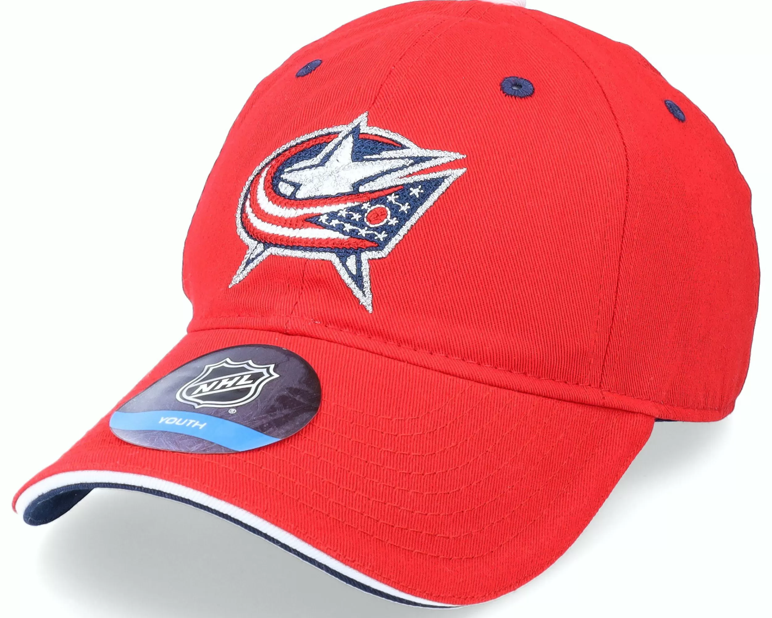 Outerstuff Kids Columbus Blue Jackets Fashion Logo Slouch Red Dad Cap - -Unisex Dad Cap