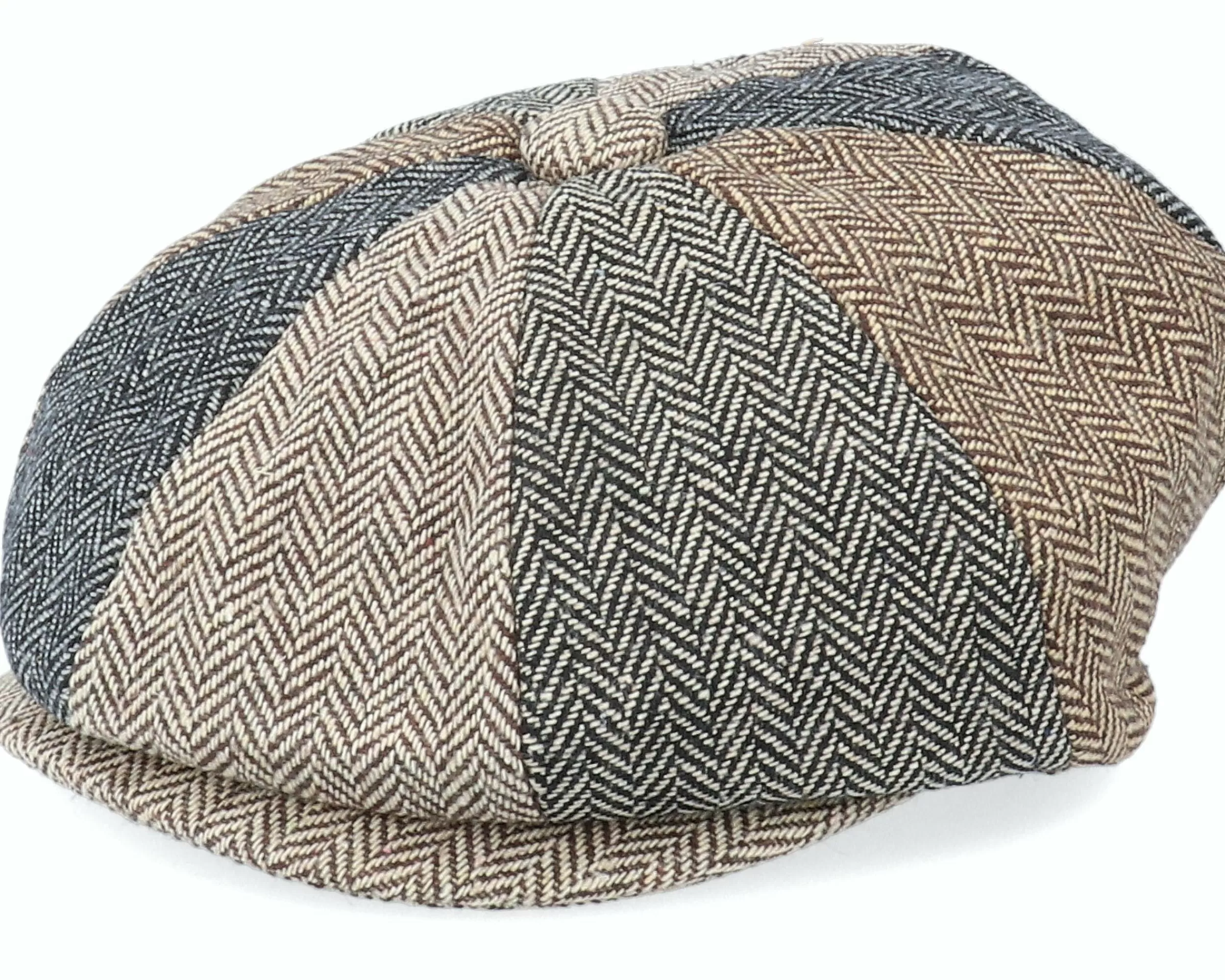 Jaxon & James Kids Herringbone Infant Patch Newsboy Beige/Black/Brown Flat Cap - -Unisex Flat Caps